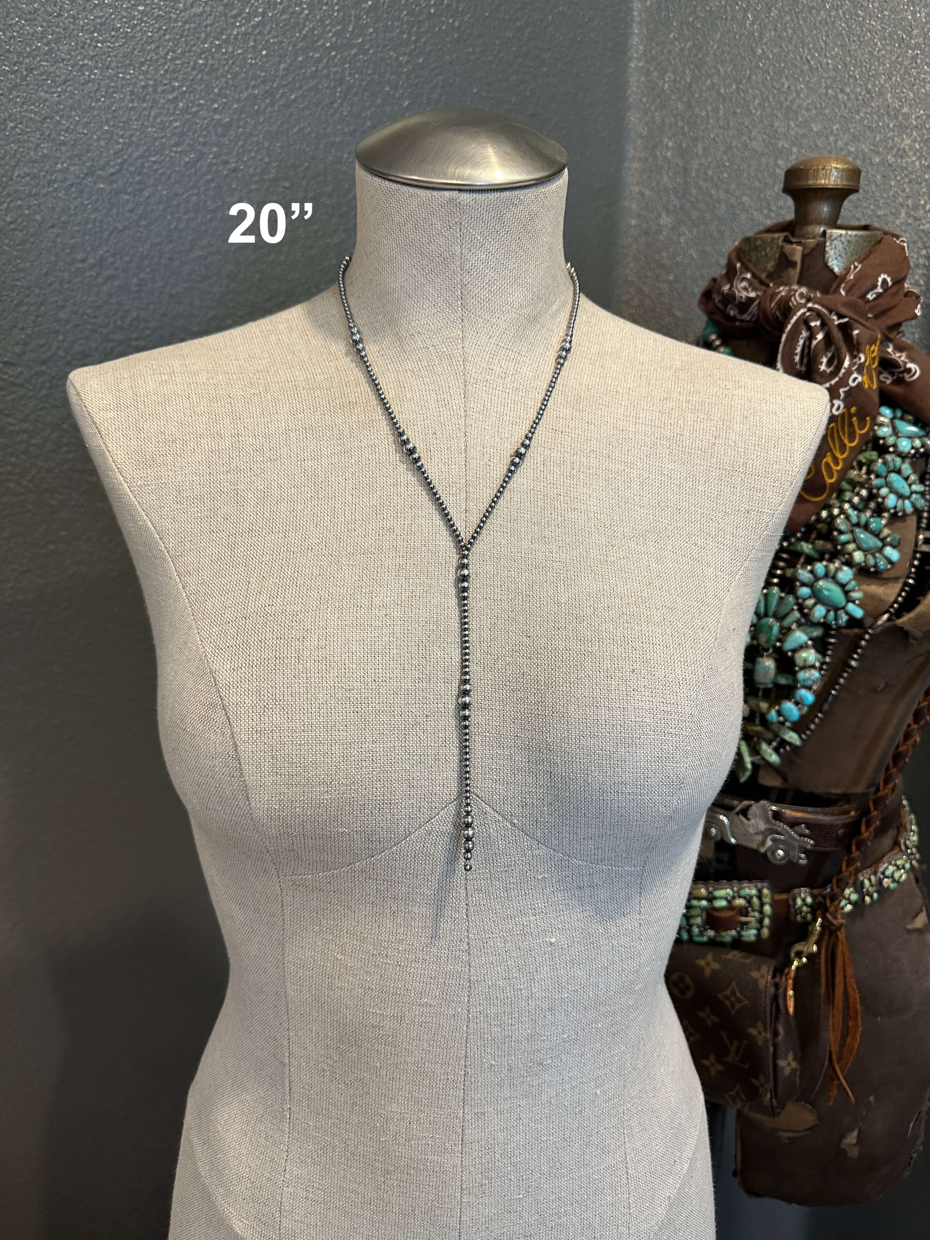 The Jackson Lariat-Necklaces-Calli Co., Turquoise and Silver Jewelry, Native American Handmade, Zuni Tribe, Navajo Tribe, Brock Texas