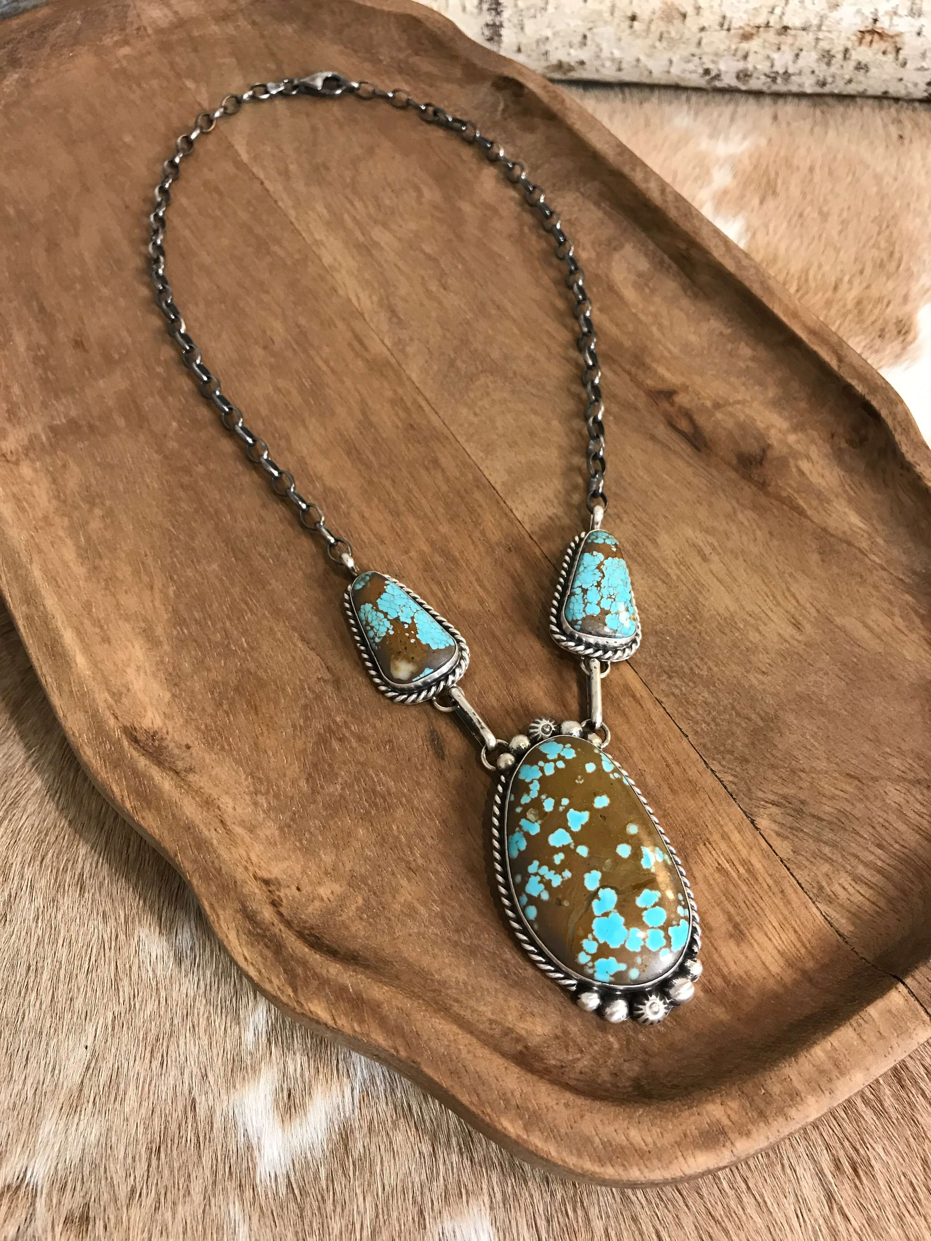 The Bristow Statement Necklace, 16-Necklaces-Calli Co., Turquoise and Silver Jewelry, Native American Handmade, Zuni Tribe, Navajo Tribe, Brock Texas