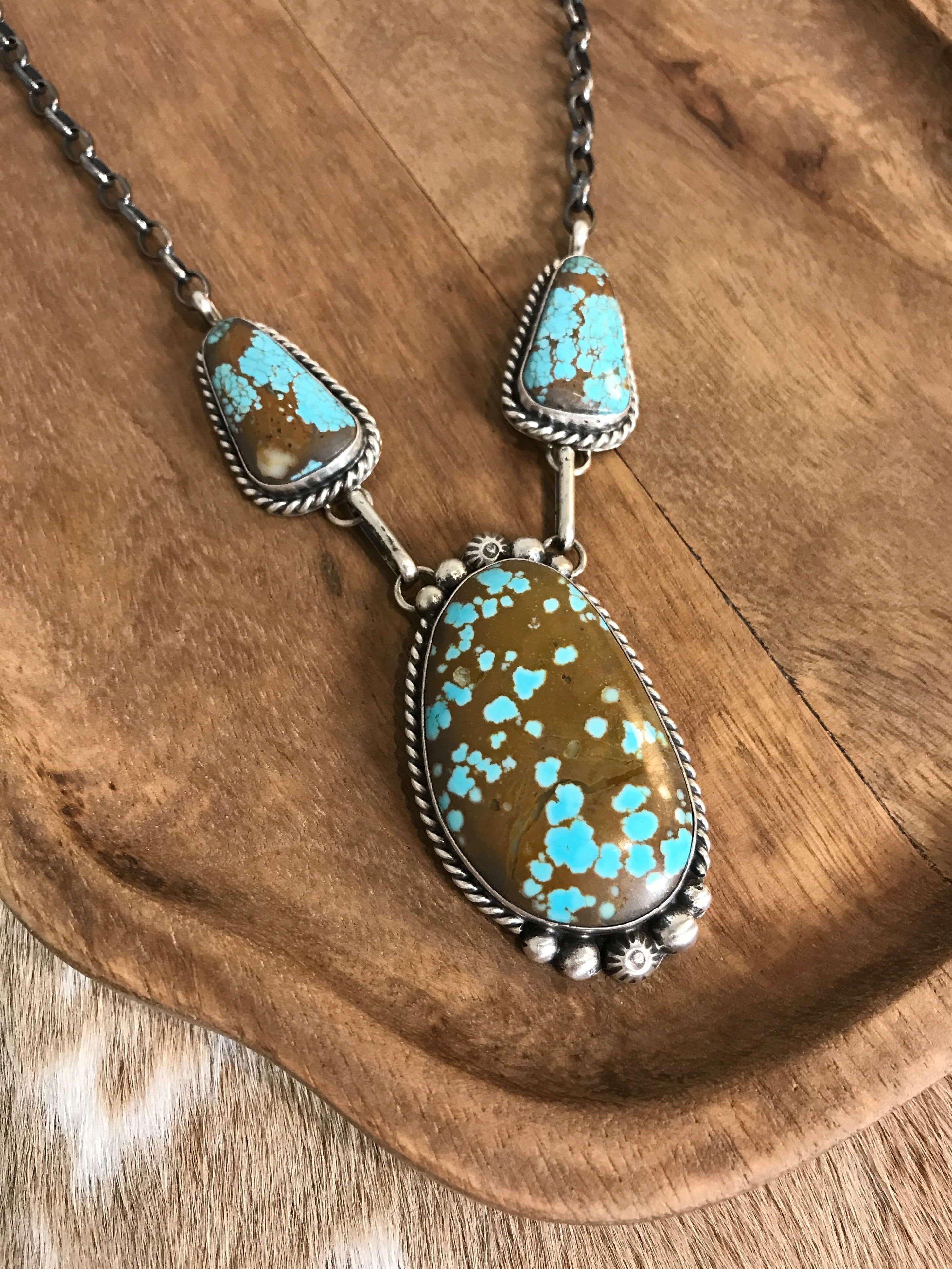 The Bristow Statement Necklace, 16-Necklaces-Calli Co., Turquoise and Silver Jewelry, Native American Handmade, Zuni Tribe, Navajo Tribe, Brock Texas