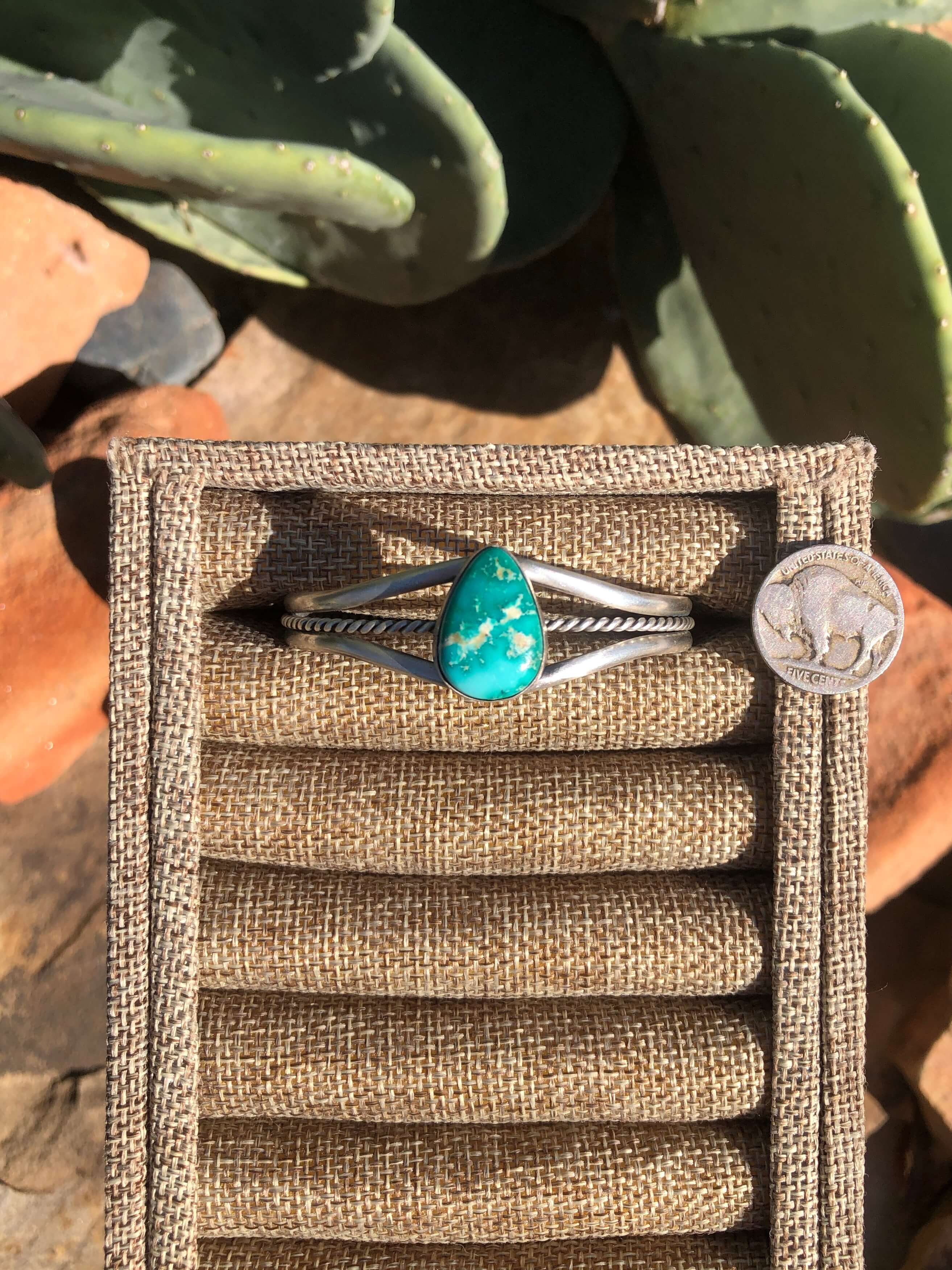 The Conroe Turquoise Cuff-Bracelets & Cuffs-Calli Co., Turquoise and Silver Jewelry, Native American Handmade, Zuni Tribe, Navajo Tribe, Brock Texas