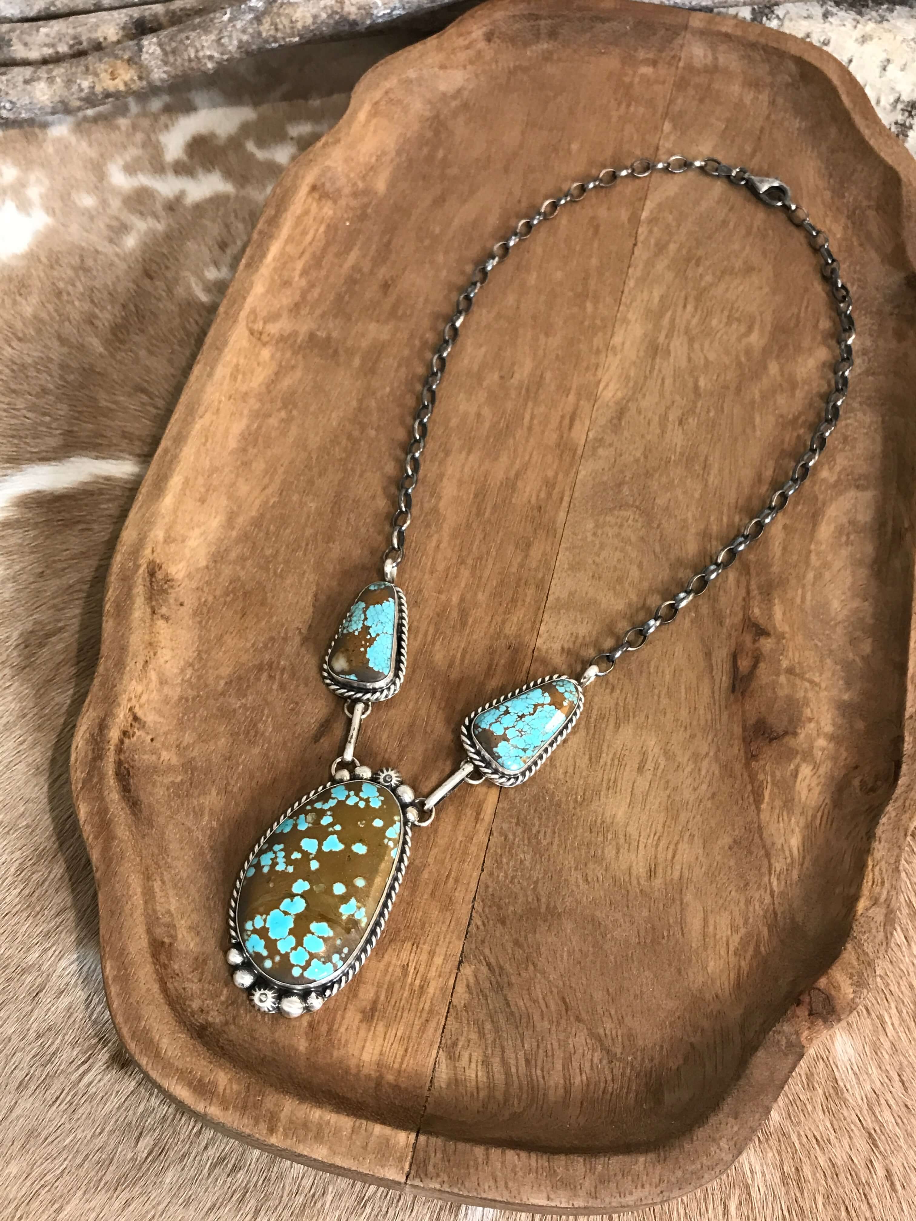 The Bristow Statement Necklace, 16-Necklaces-Calli Co., Turquoise and Silver Jewelry, Native American Handmade, Zuni Tribe, Navajo Tribe, Brock Texas