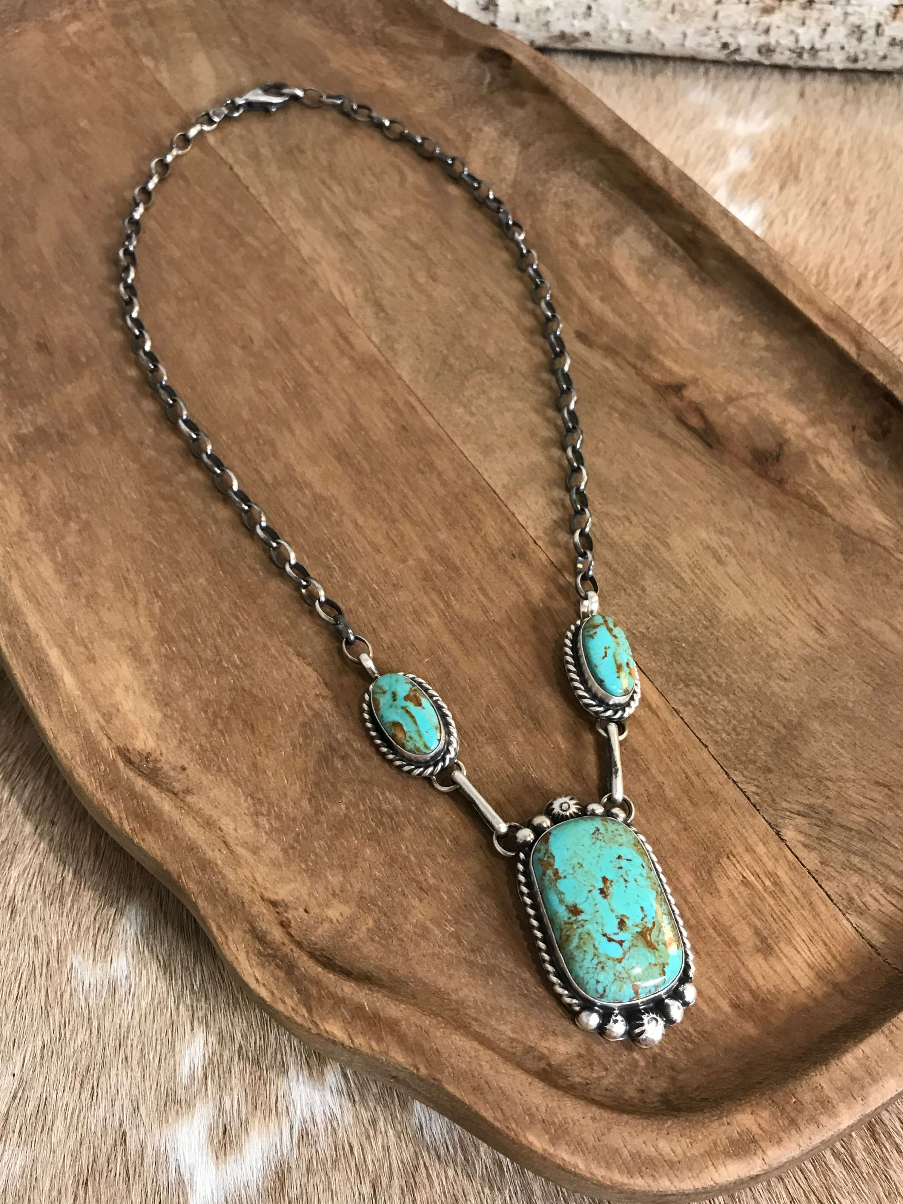 The Bristow Statement Necklace, 17-Necklaces-Calli Co., Turquoise and Silver Jewelry, Native American Handmade, Zuni Tribe, Navajo Tribe, Brock Texas