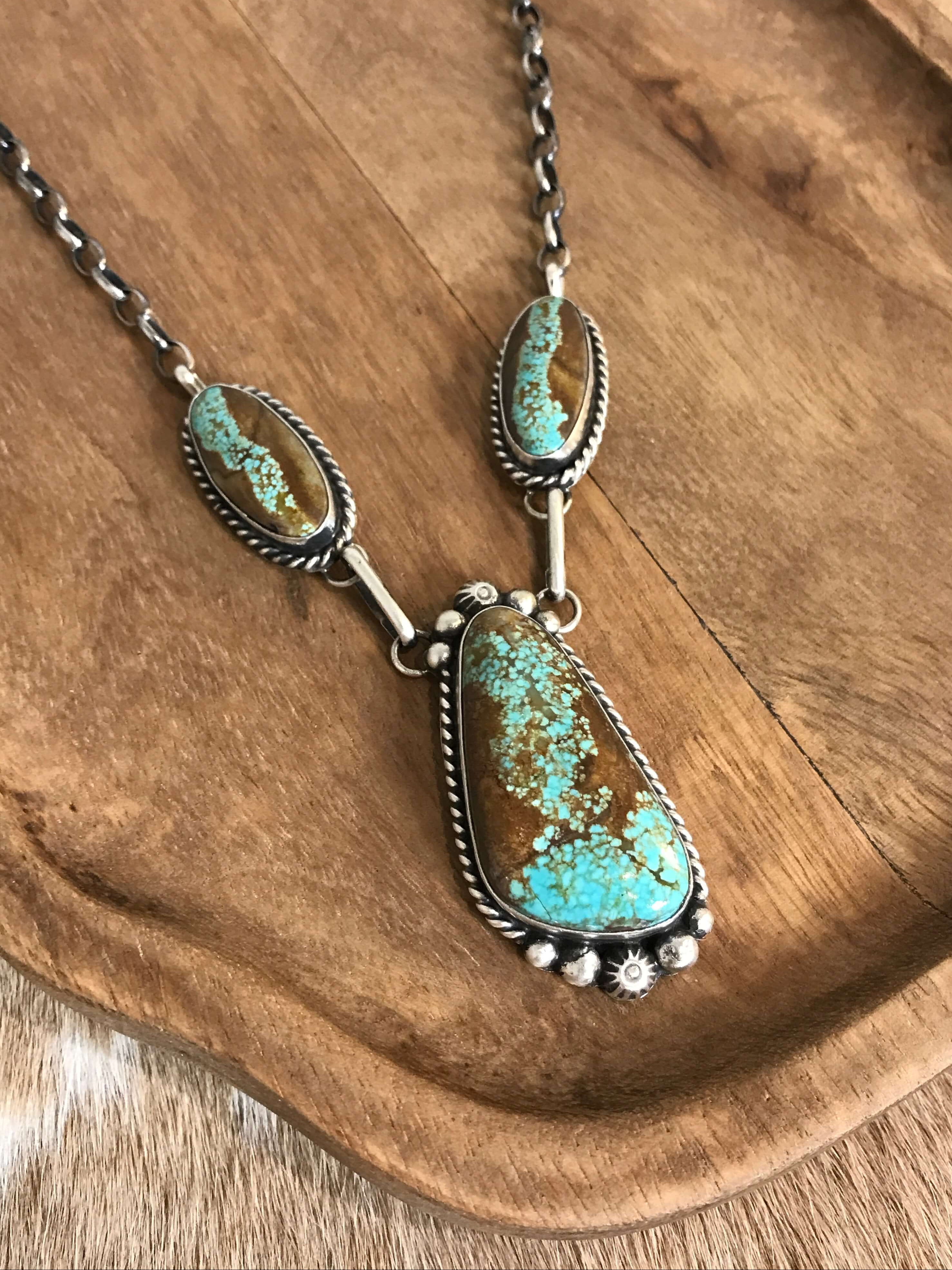 The Bristow Statement Necklace, 18-Necklaces-Calli Co., Turquoise and Silver Jewelry, Native American Handmade, Zuni Tribe, Navajo Tribe, Brock Texas
