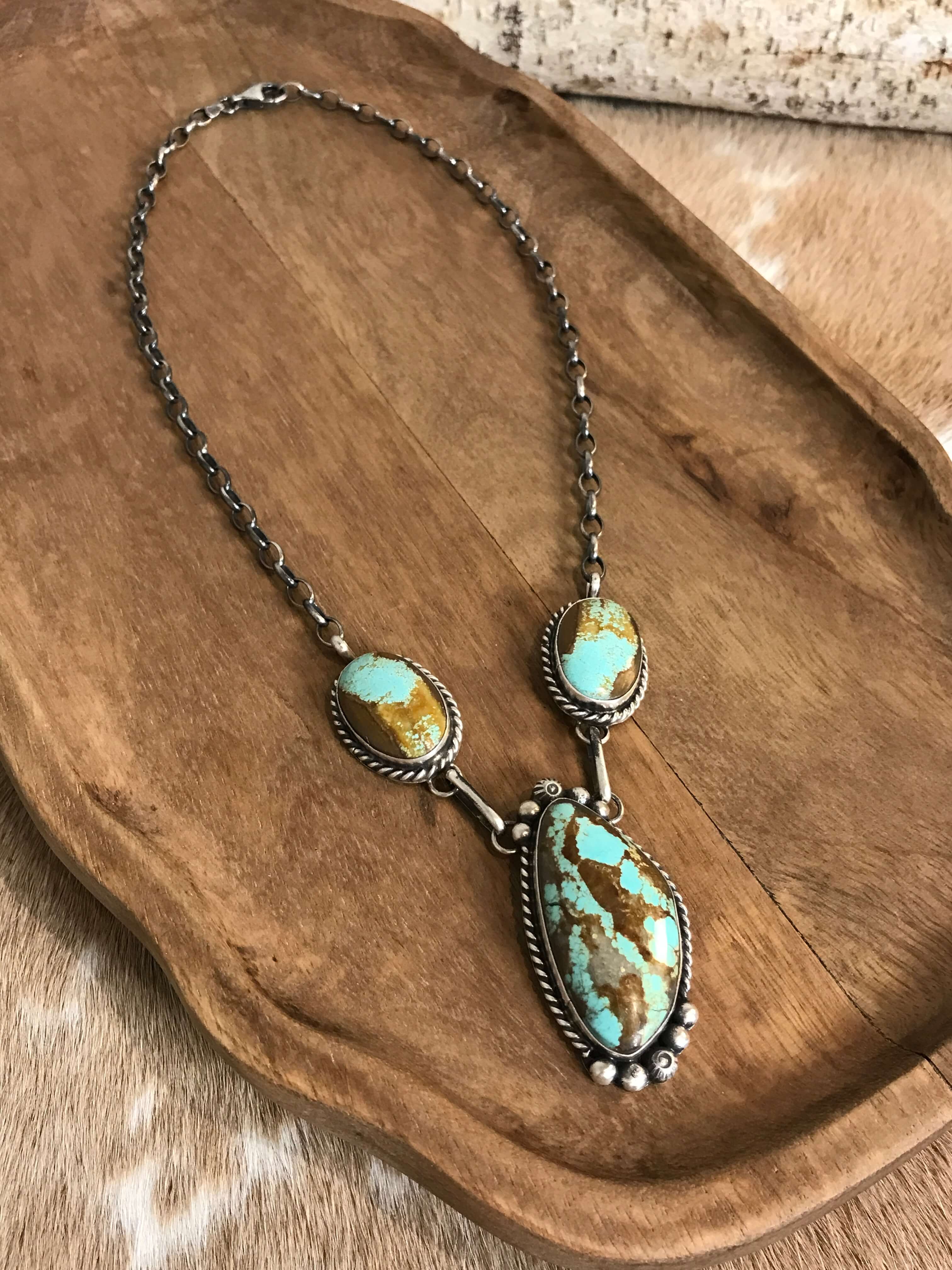 The Bristow Statement Necklace, 20-Necklaces-Calli Co., Turquoise and Silver Jewelry, Native American Handmade, Zuni Tribe, Navajo Tribe, Brock Texas
