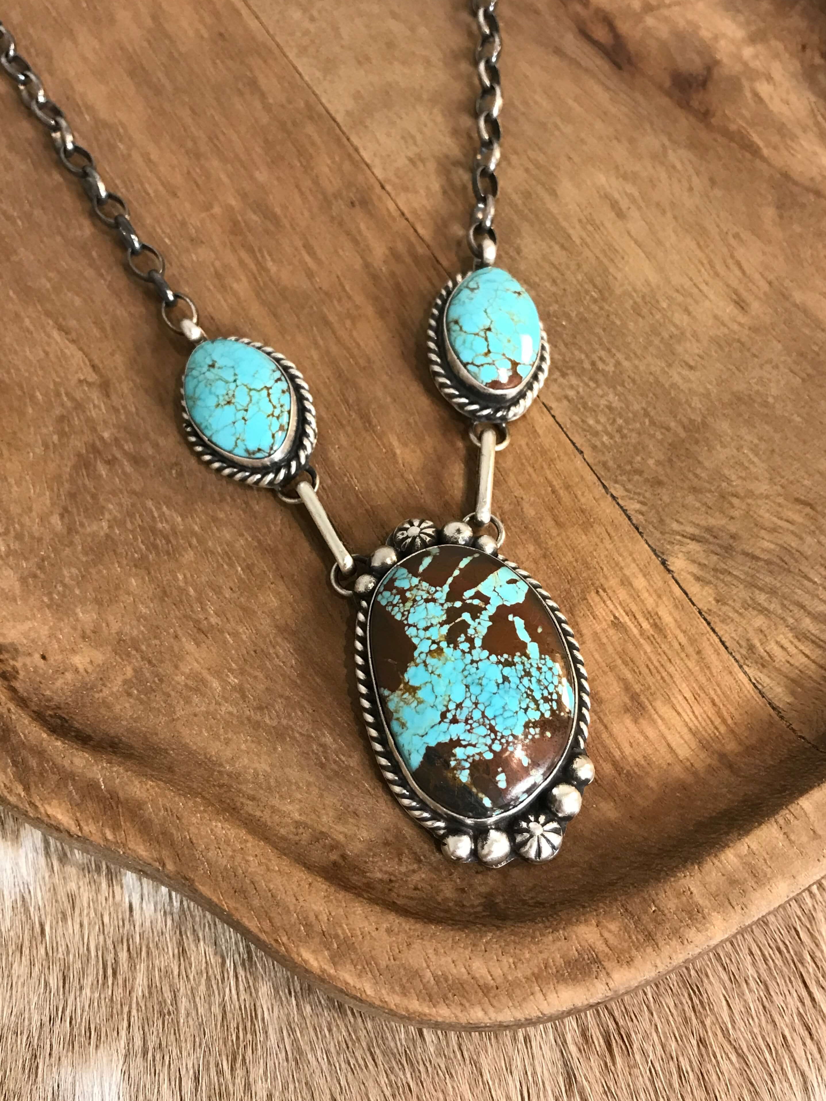 The Bristow Statement Necklace, 22-Necklaces-Calli Co., Turquoise and Silver Jewelry, Native American Handmade, Zuni Tribe, Navajo Tribe, Brock Texas