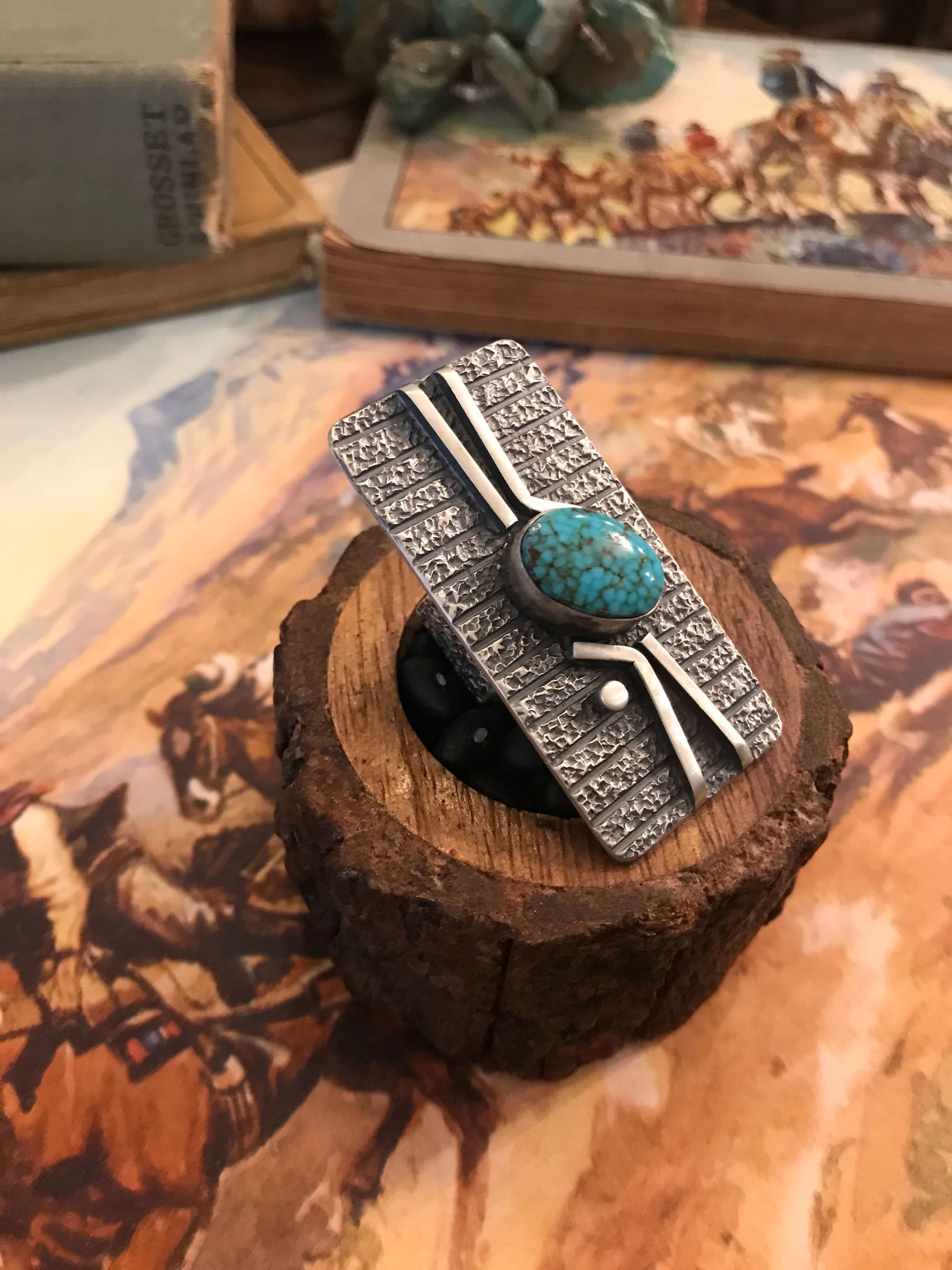 The Flat Creek Turquoise Ring 2, Sz. 7-Rings-Calli Co., Turquoise and Silver Jewelry, Native American Handmade, Zuni Tribe, Navajo Tribe, Brock Texas