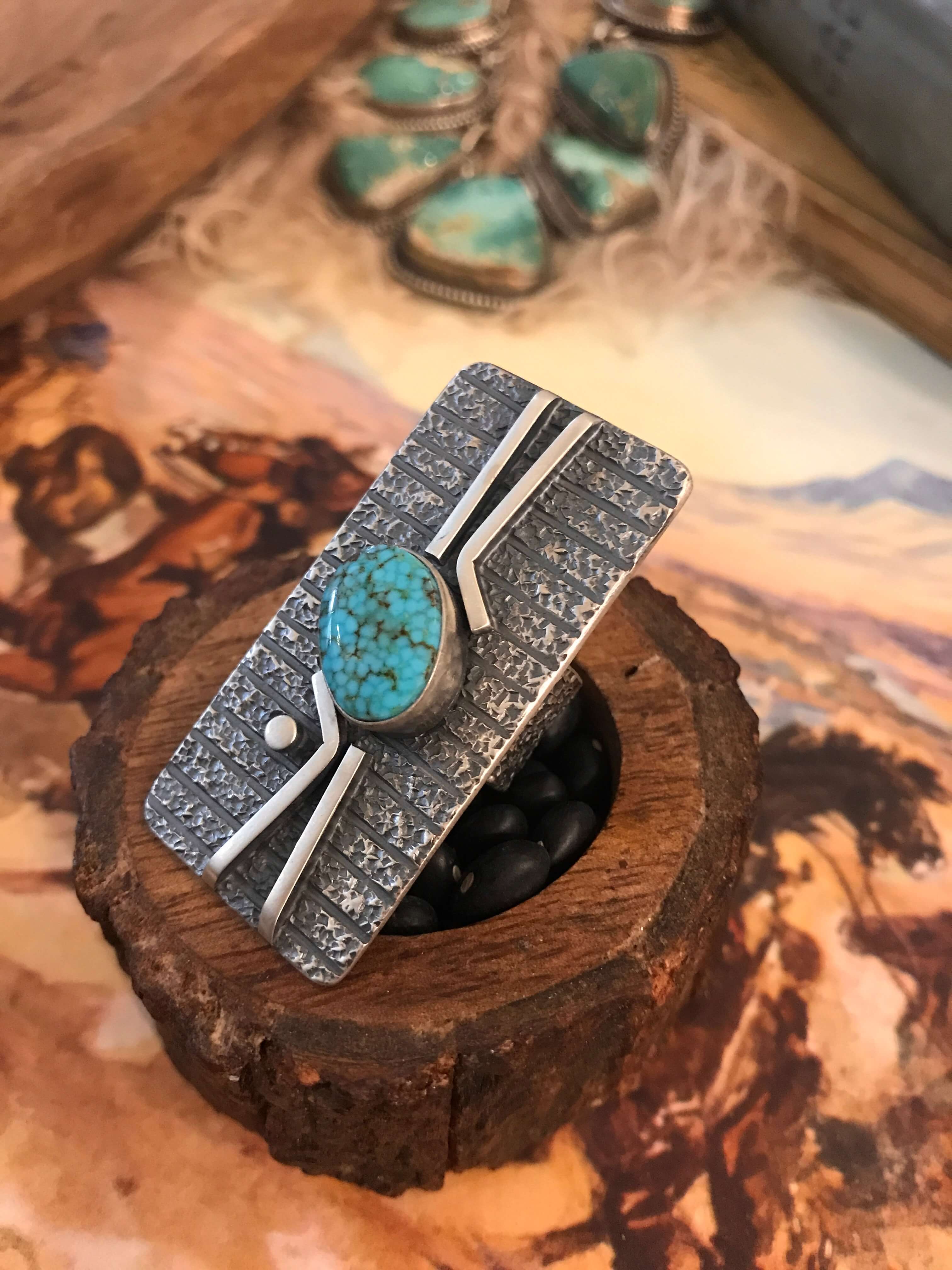 The Flat Creek Turquoise Ring 2, Sz. 7-Rings-Calli Co., Turquoise and Silver Jewelry, Native American Handmade, Zuni Tribe, Navajo Tribe, Brock Texas