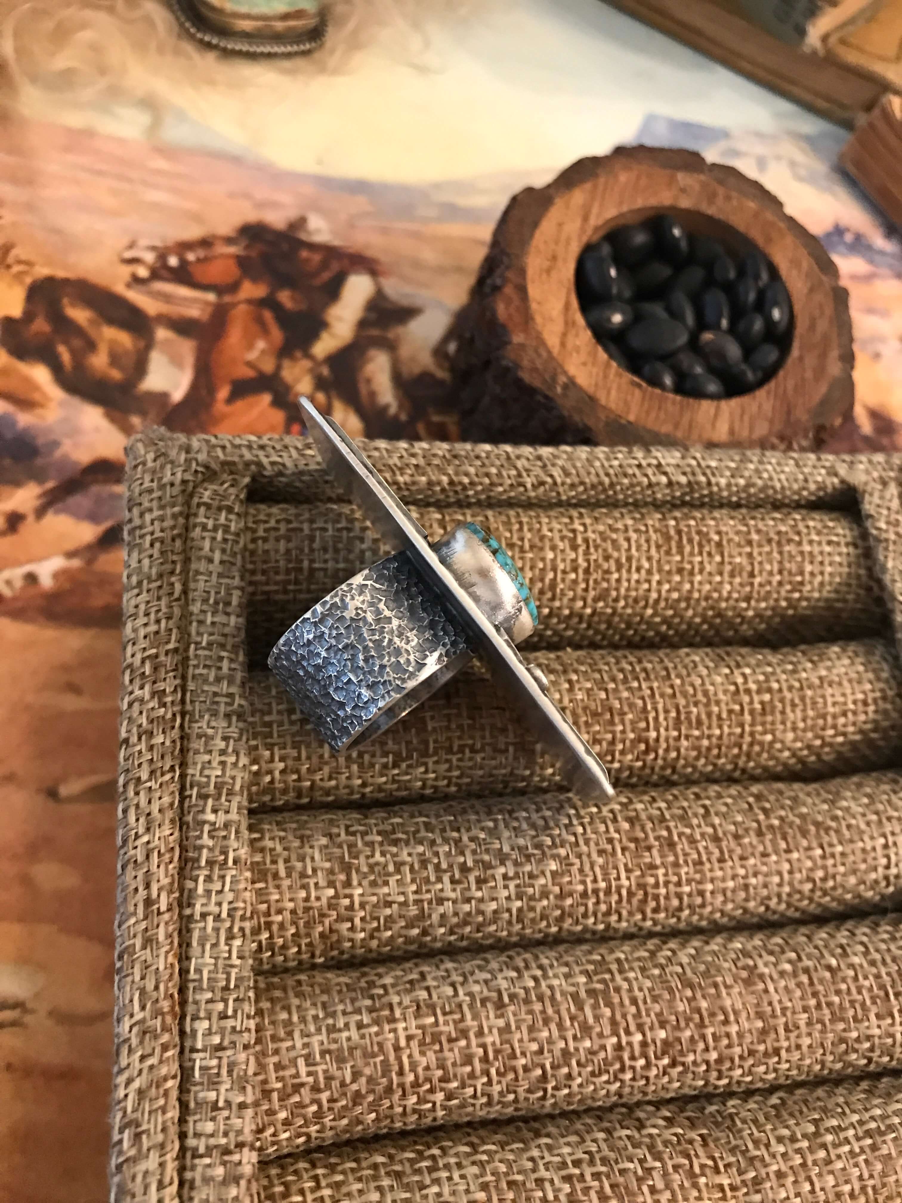 The Flat Creek Turquoise Ring 2, Sz. 7-Rings-Calli Co., Turquoise and Silver Jewelry, Native American Handmade, Zuni Tribe, Navajo Tribe, Brock Texas