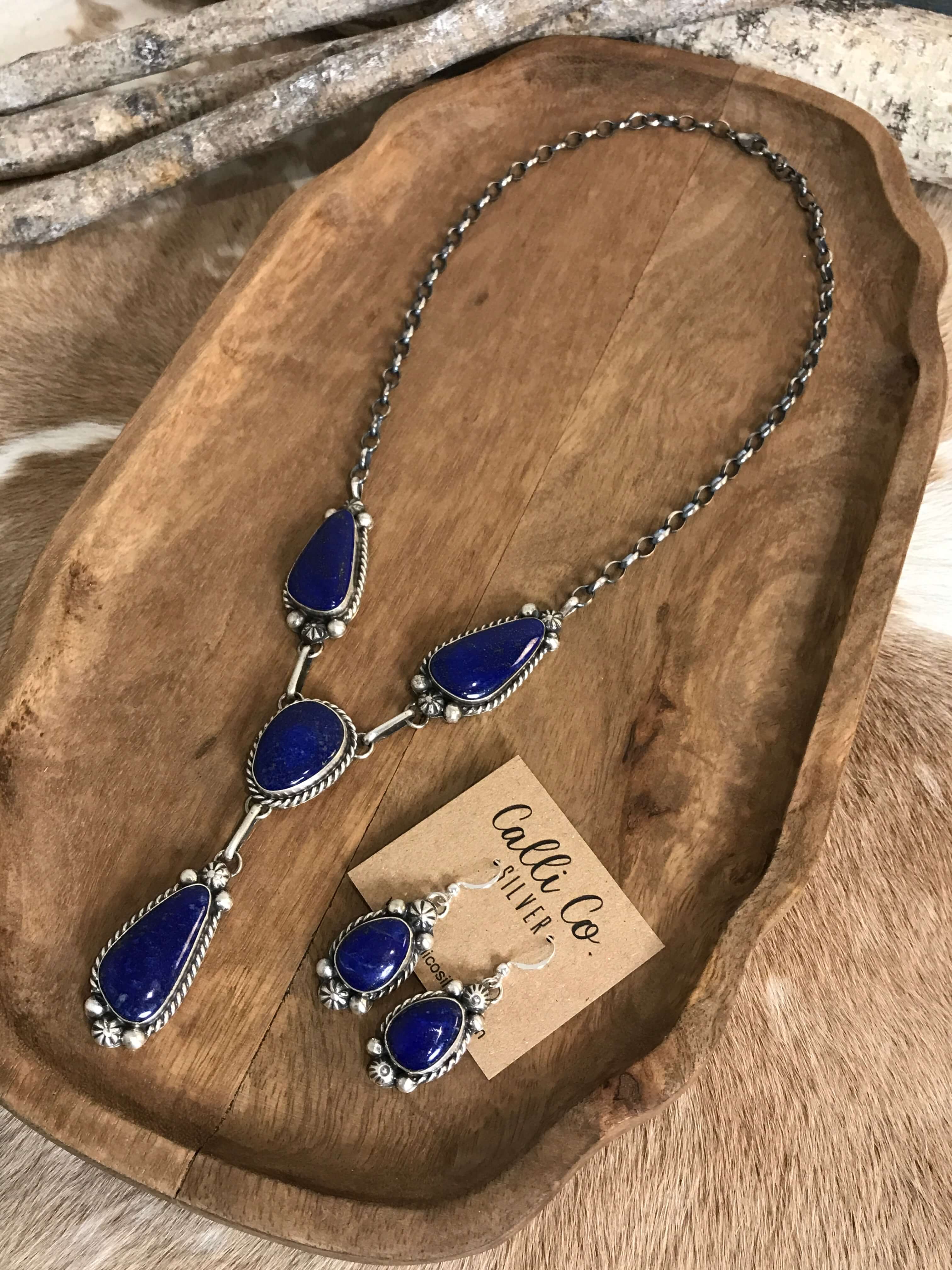 The Copeland Lariat Necklace Set, 21-Necklaces-Calli Co., Turquoise and Silver Jewelry, Native American Handmade, Zuni Tribe, Navajo Tribe, Brock Texas