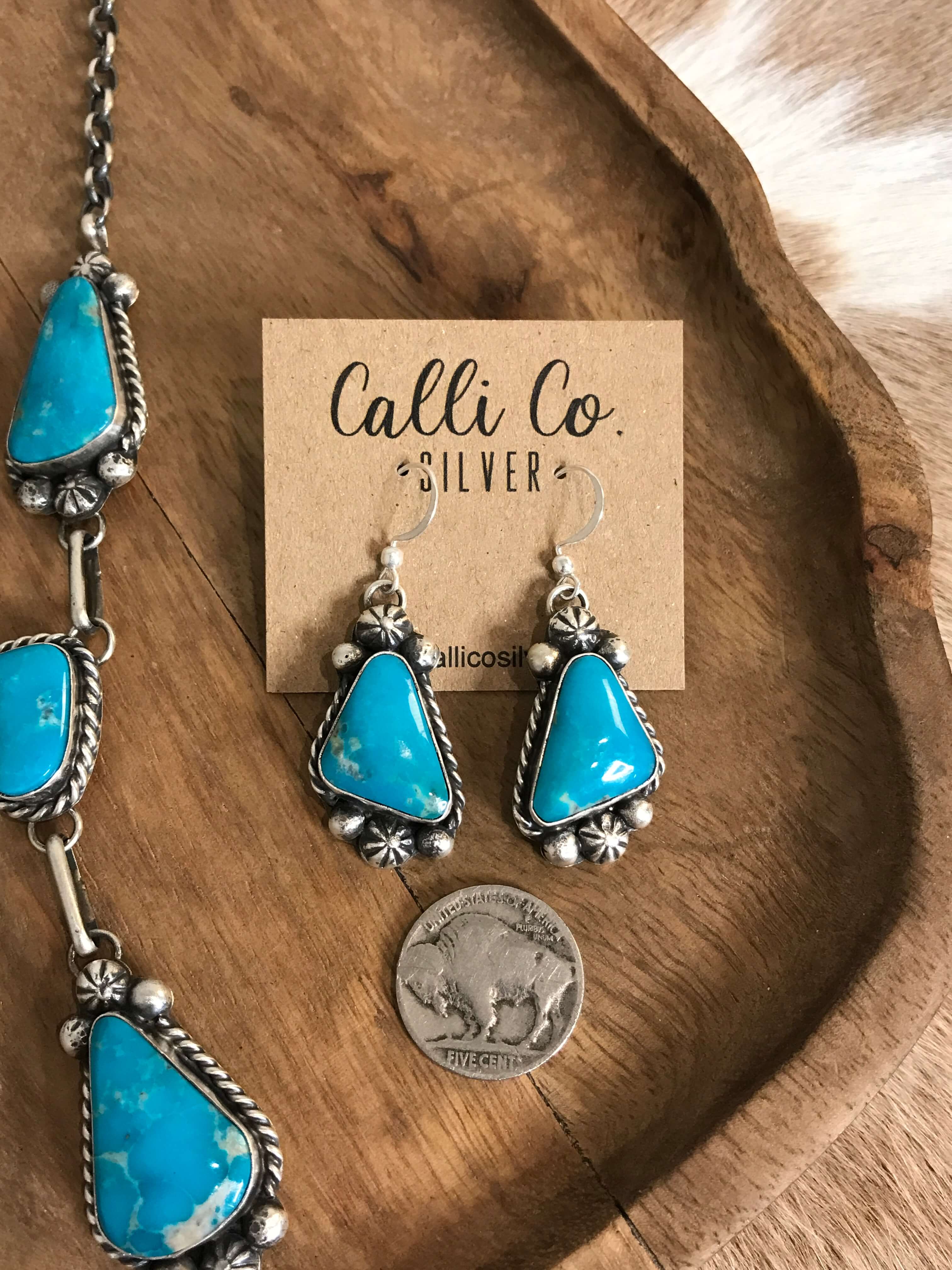 The Copeland Lariat Necklace Set, 22-Necklaces-Calli Co., Turquoise and Silver Jewelry, Native American Handmade, Zuni Tribe, Navajo Tribe, Brock Texas