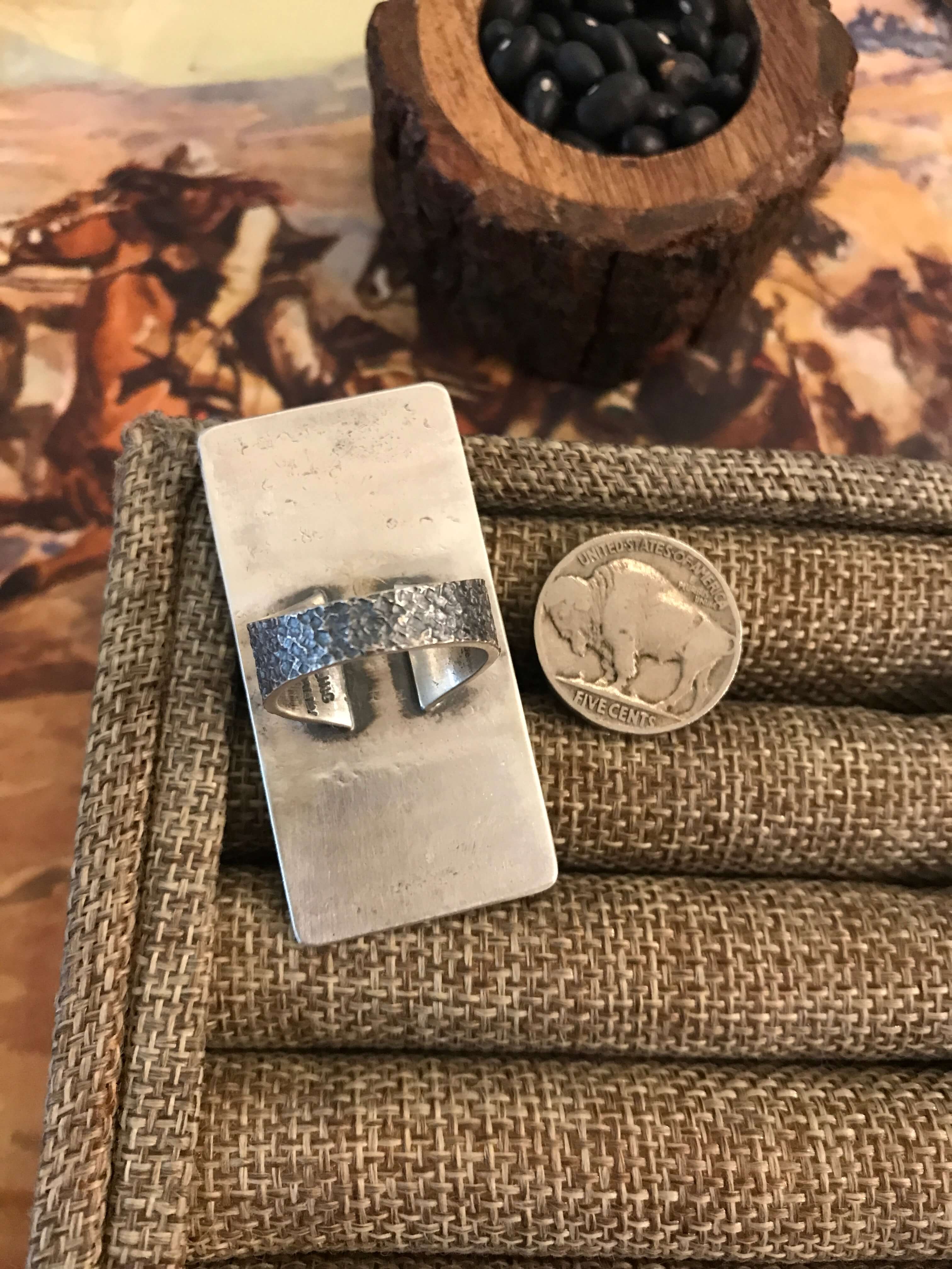 The Flat Creek Turquoise Ring 1, Sz. 8-Rings-Calli Co., Turquoise and Silver Jewelry, Native American Handmade, Zuni Tribe, Navajo Tribe, Brock Texas