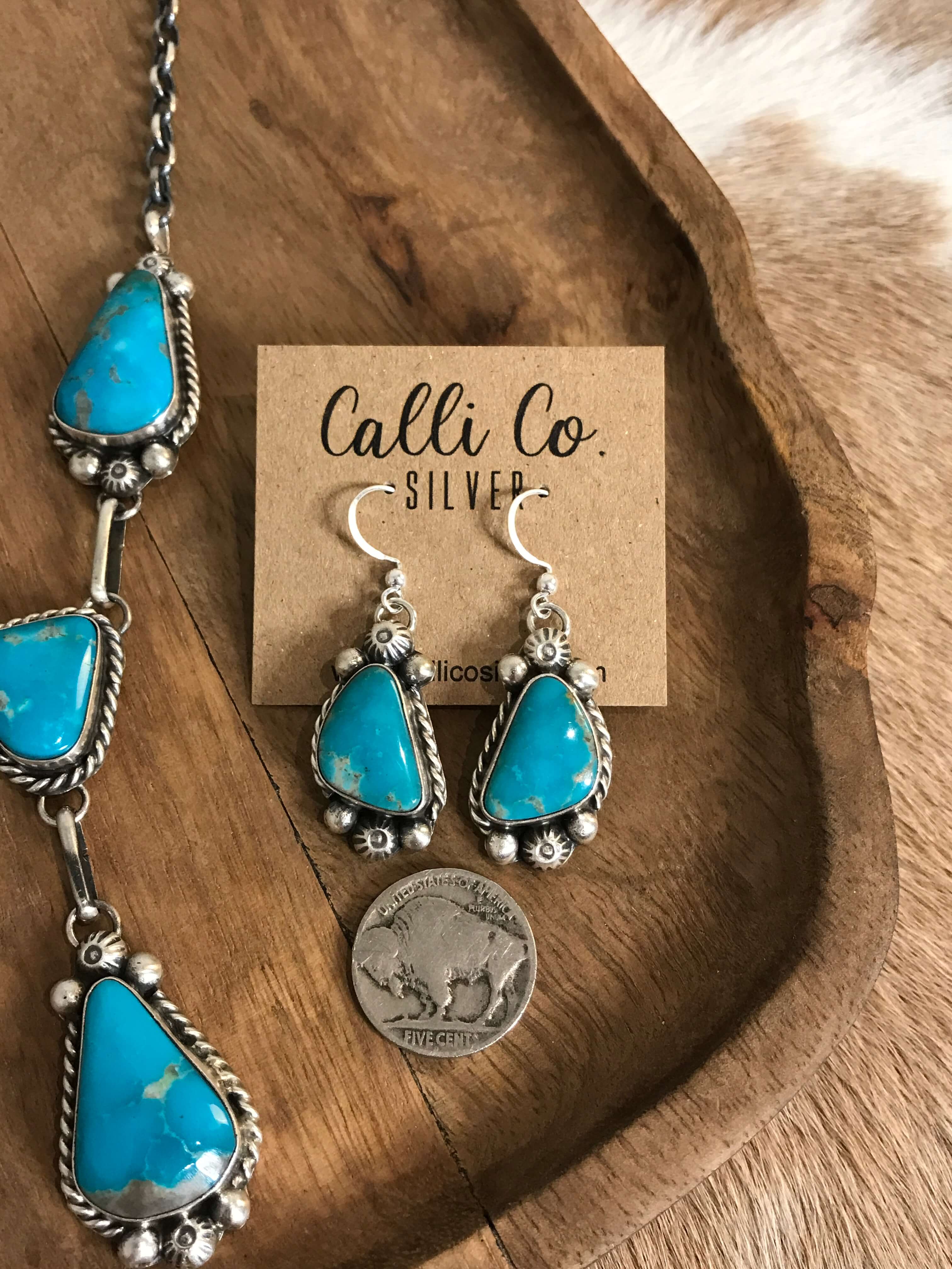 The Copeland Lariat Necklace Set, 24-Necklaces-Calli Co., Turquoise and Silver Jewelry, Native American Handmade, Zuni Tribe, Navajo Tribe, Brock Texas