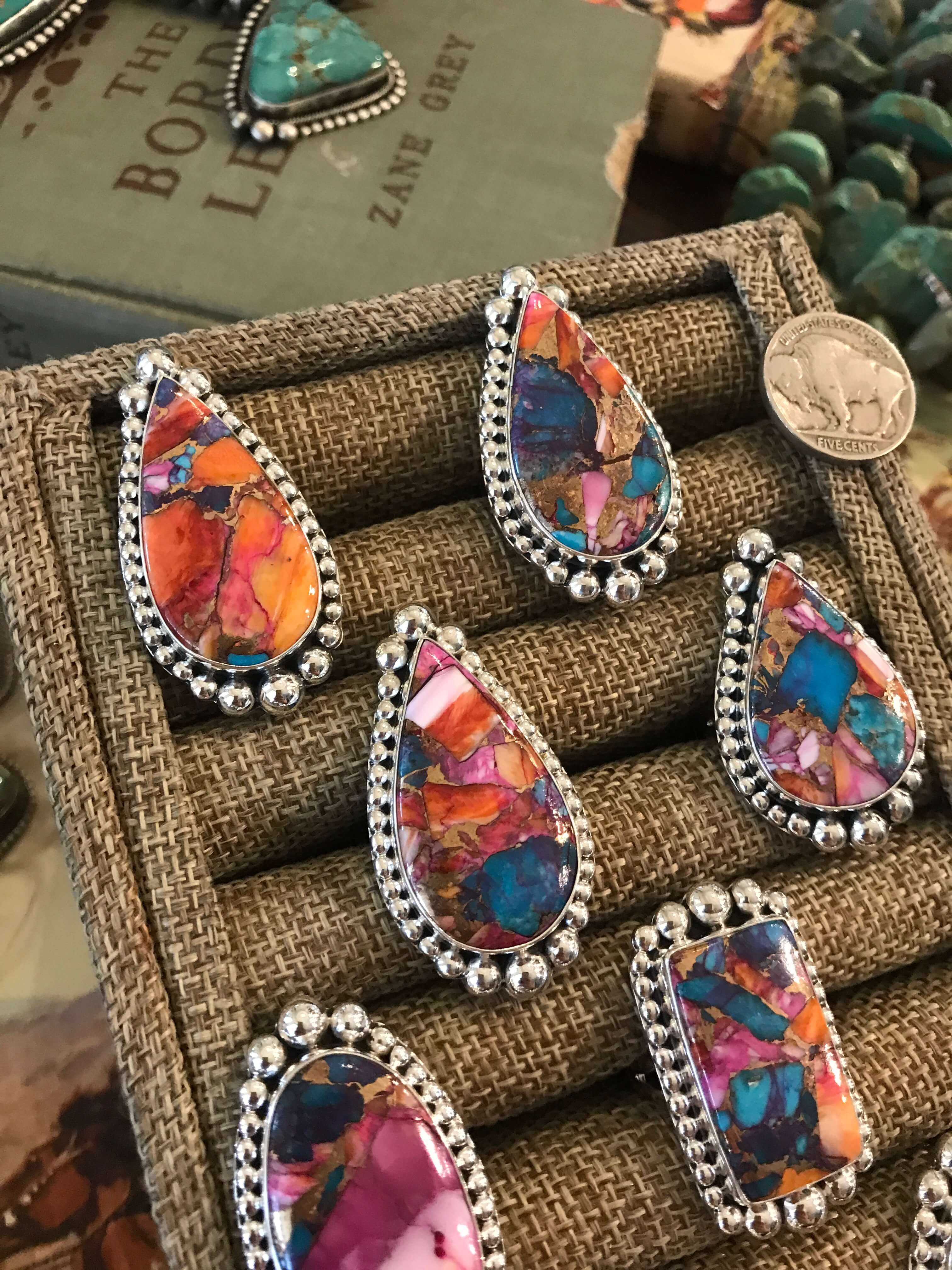 The Westmoreland Dahlia Rings-Rings-Calli Co., Turquoise and Silver Jewelry, Native American Handmade, Zuni Tribe, Navajo Tribe, Brock Texas