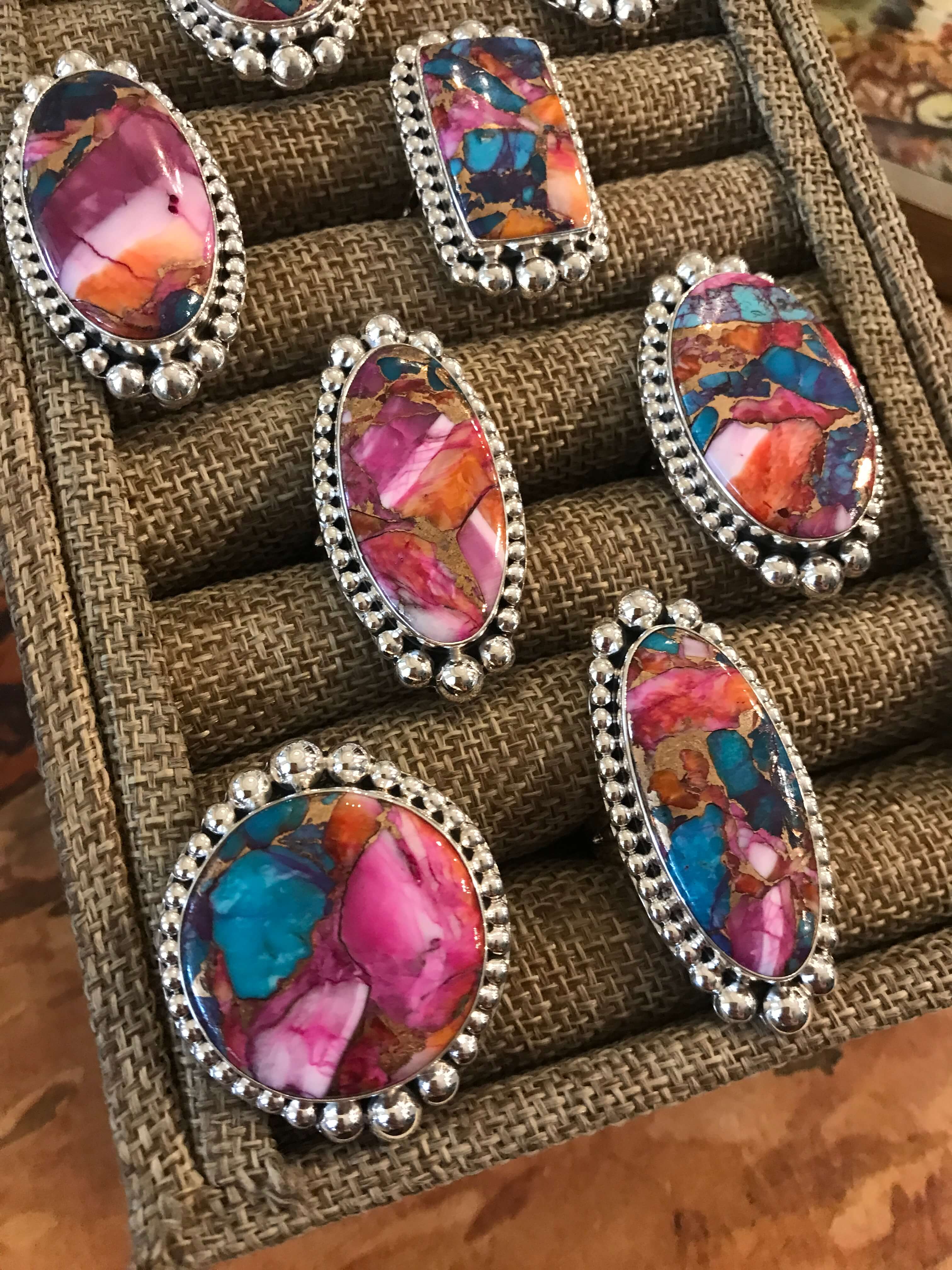 The Westmoreland Dahlia Rings-Rings-Calli Co., Turquoise and Silver Jewelry, Native American Handmade, Zuni Tribe, Navajo Tribe, Brock Texas