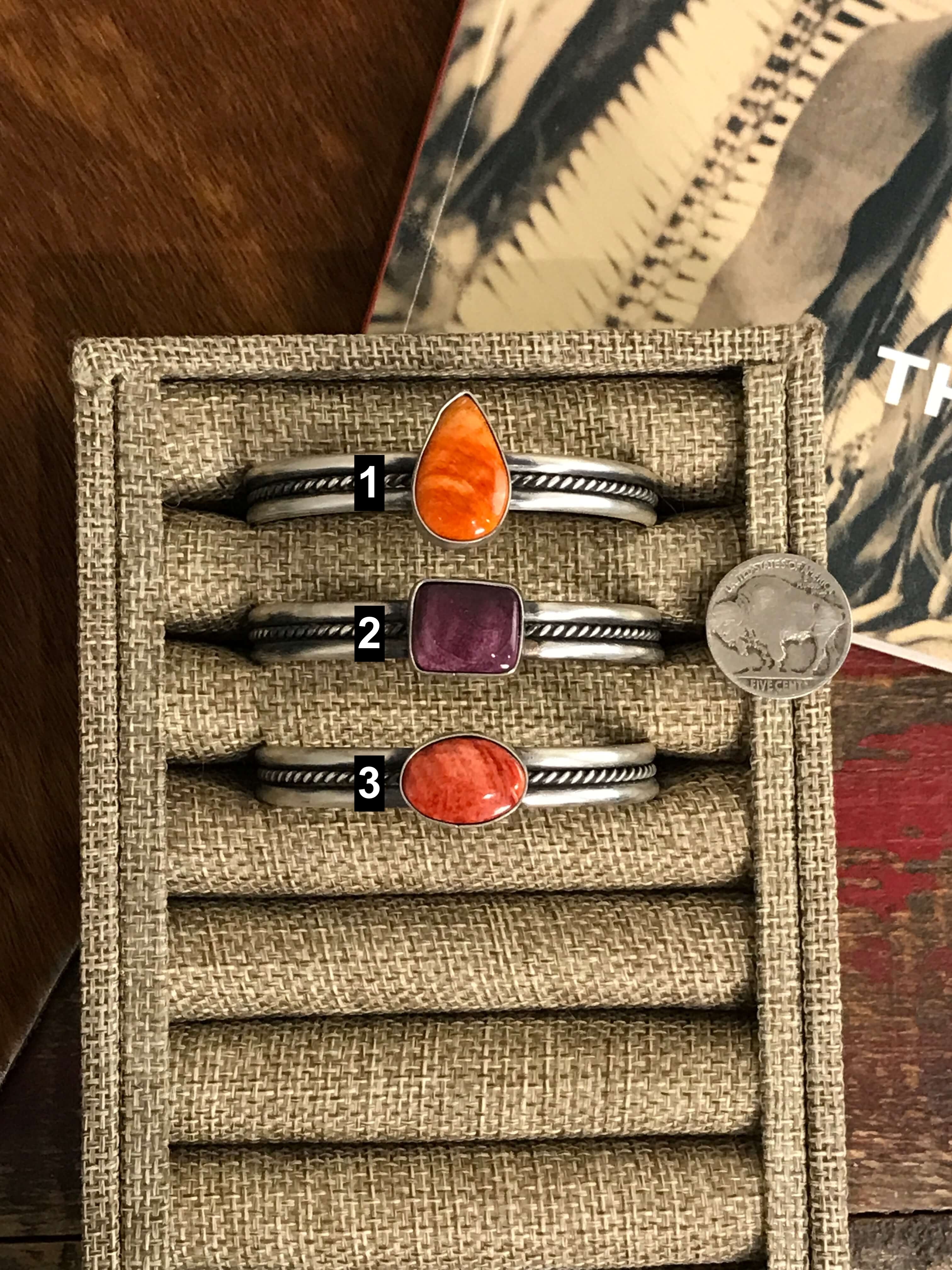 The Poppy Spiny Cuffs-Bracelets & Cuffs-Calli Co., Turquoise and Silver Jewelry, Native American Handmade, Zuni Tribe, Navajo Tribe, Brock Texas