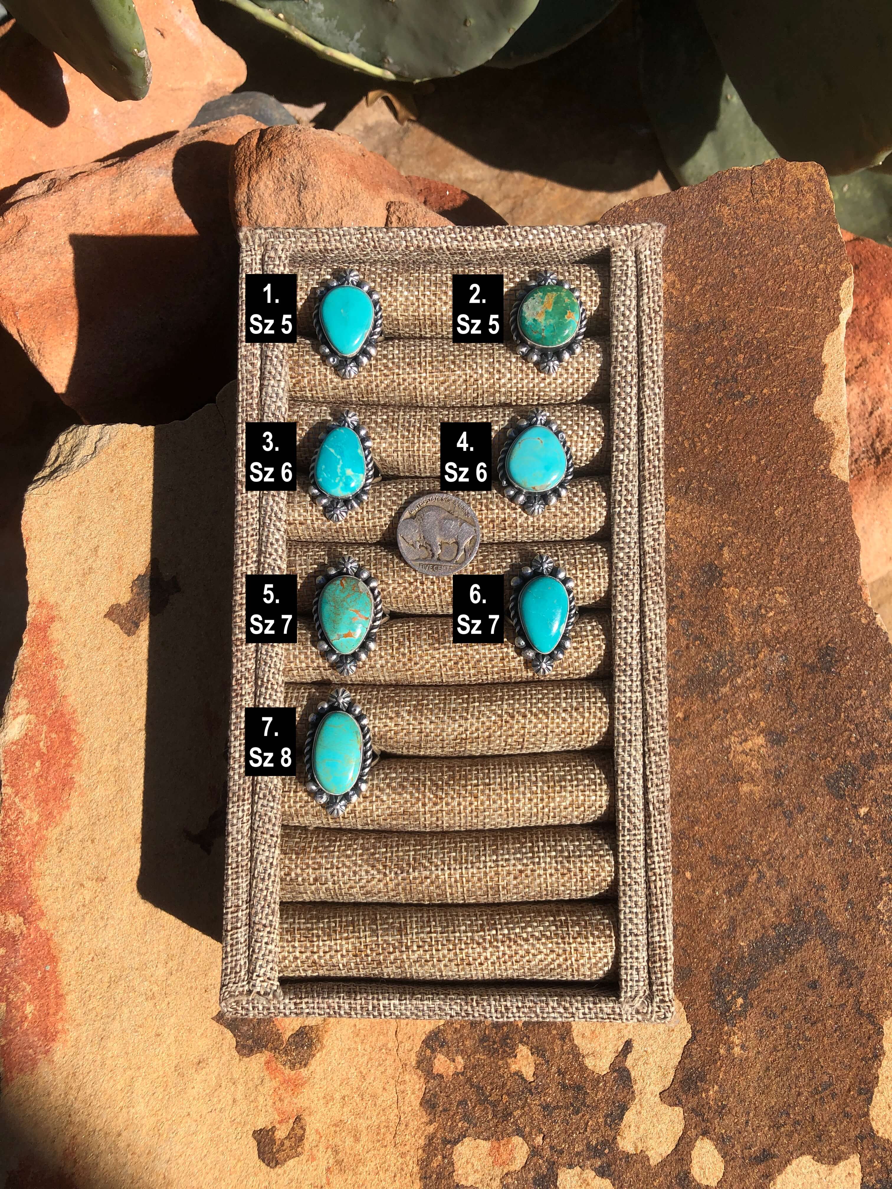 The Oshea Rings-Rings-Calli Co., Turquoise and Silver Jewelry, Native American Handmade, Zuni Tribe, Navajo Tribe, Brock Texas