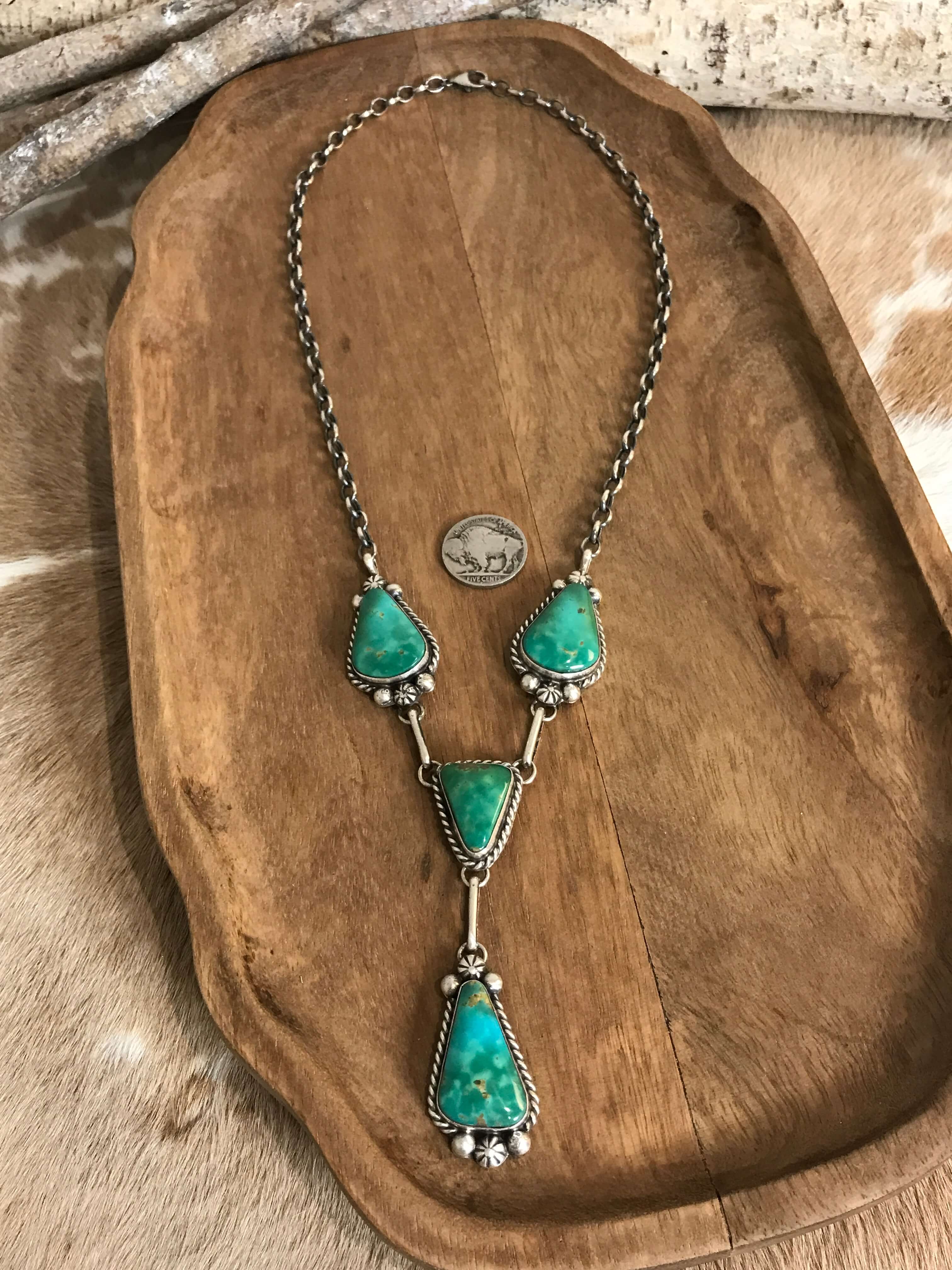The Copeland Lariat Necklace Set, 27-Necklaces-Calli Co., Turquoise and Silver Jewelry, Native American Handmade, Zuni Tribe, Navajo Tribe, Brock Texas