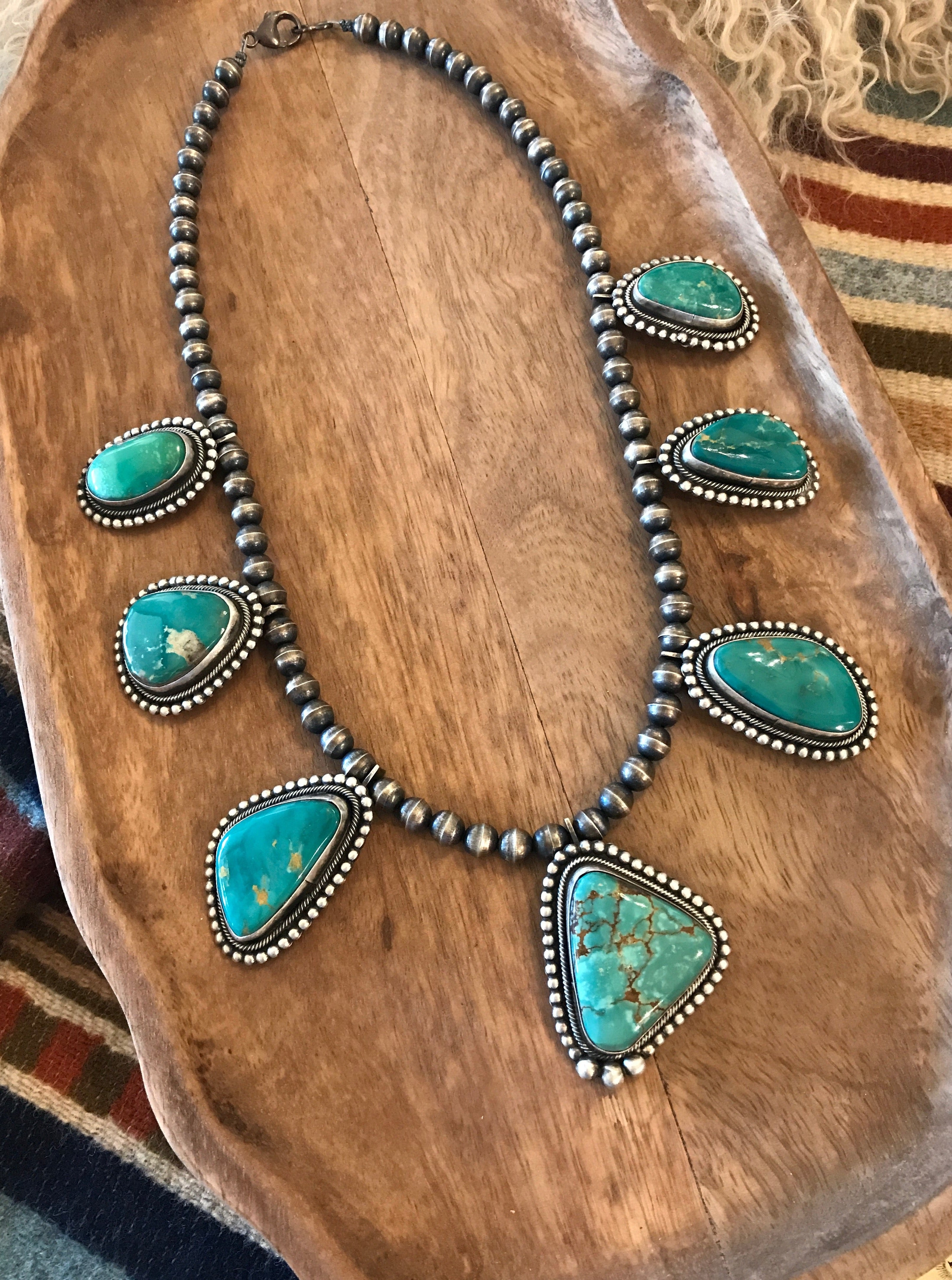 The Portola Turquoise Statement Necklace-Necklaces-Calli Co., Turquoise and Silver Jewelry, Native American Handmade, Zuni Tribe, Navajo Tribe, Brock Texas