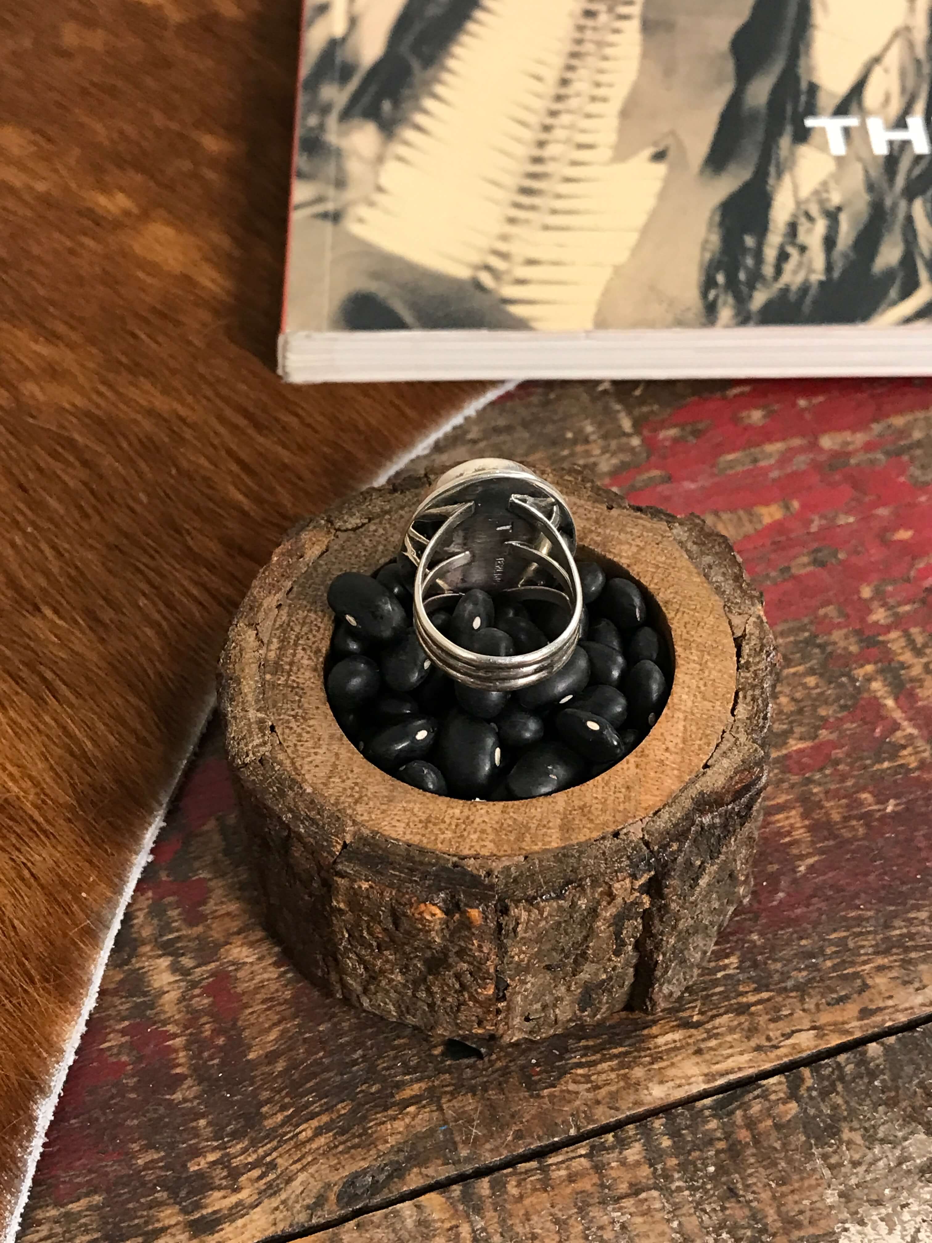 The Magnolia Ring, Sz 6-Rings-Calli Co., Turquoise and Silver Jewelry, Native American Handmade, Zuni Tribe, Navajo Tribe, Brock Texas