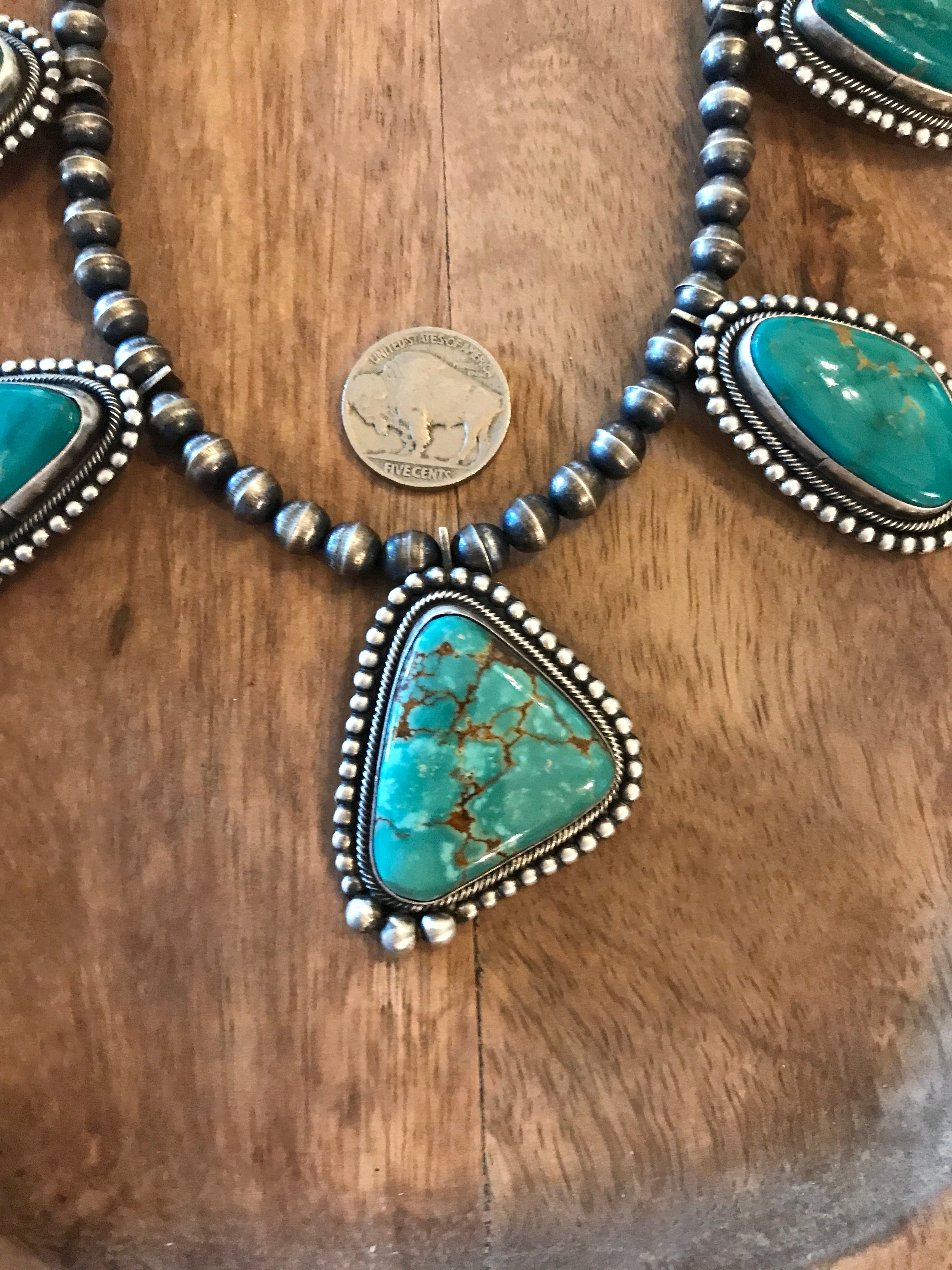 The Portola Turquoise Statement Necklace-Necklaces-Calli Co., Turquoise and Silver Jewelry, Native American Handmade, Zuni Tribe, Navajo Tribe, Brock Texas