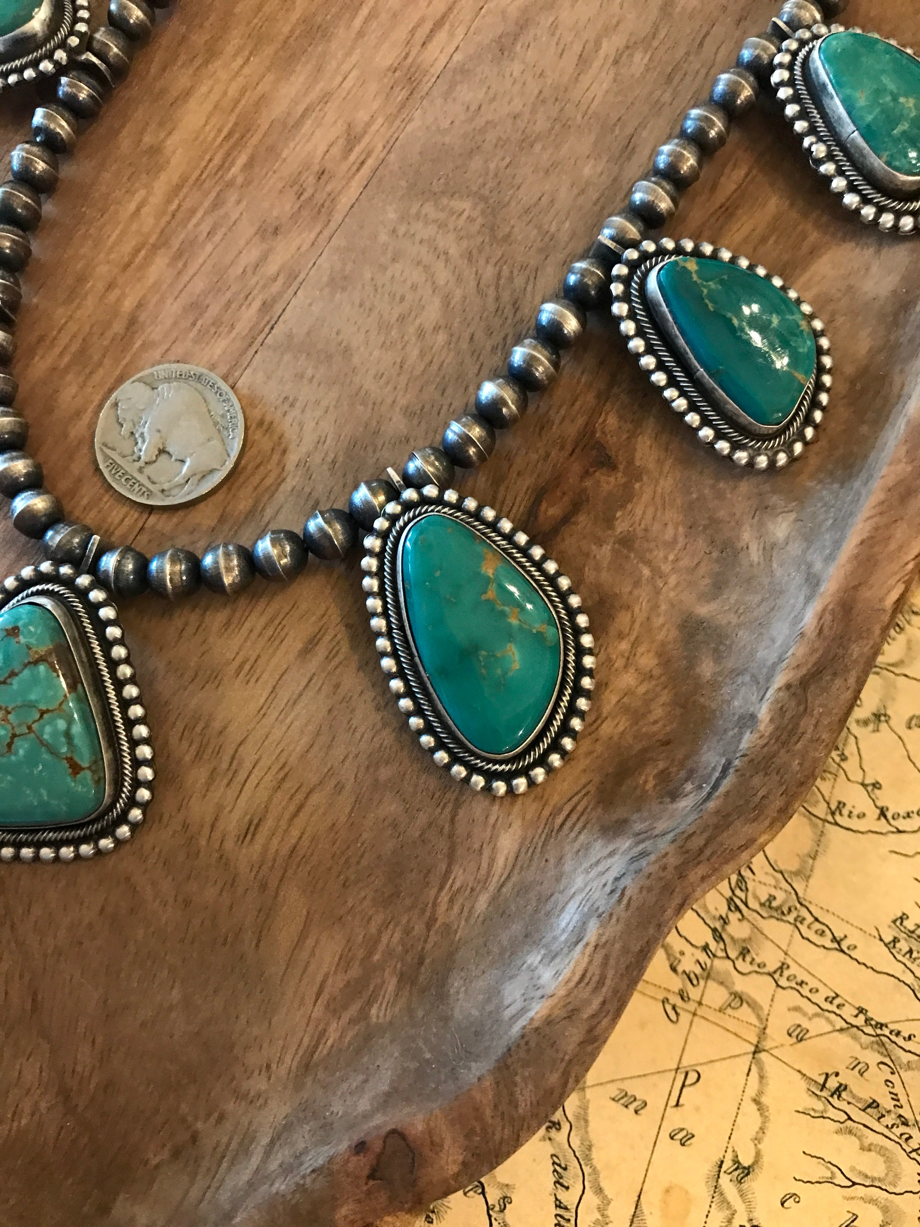 The Portola Turquoise Statement Necklace-Necklaces-Calli Co., Turquoise and Silver Jewelry, Native American Handmade, Zuni Tribe, Navajo Tribe, Brock Texas