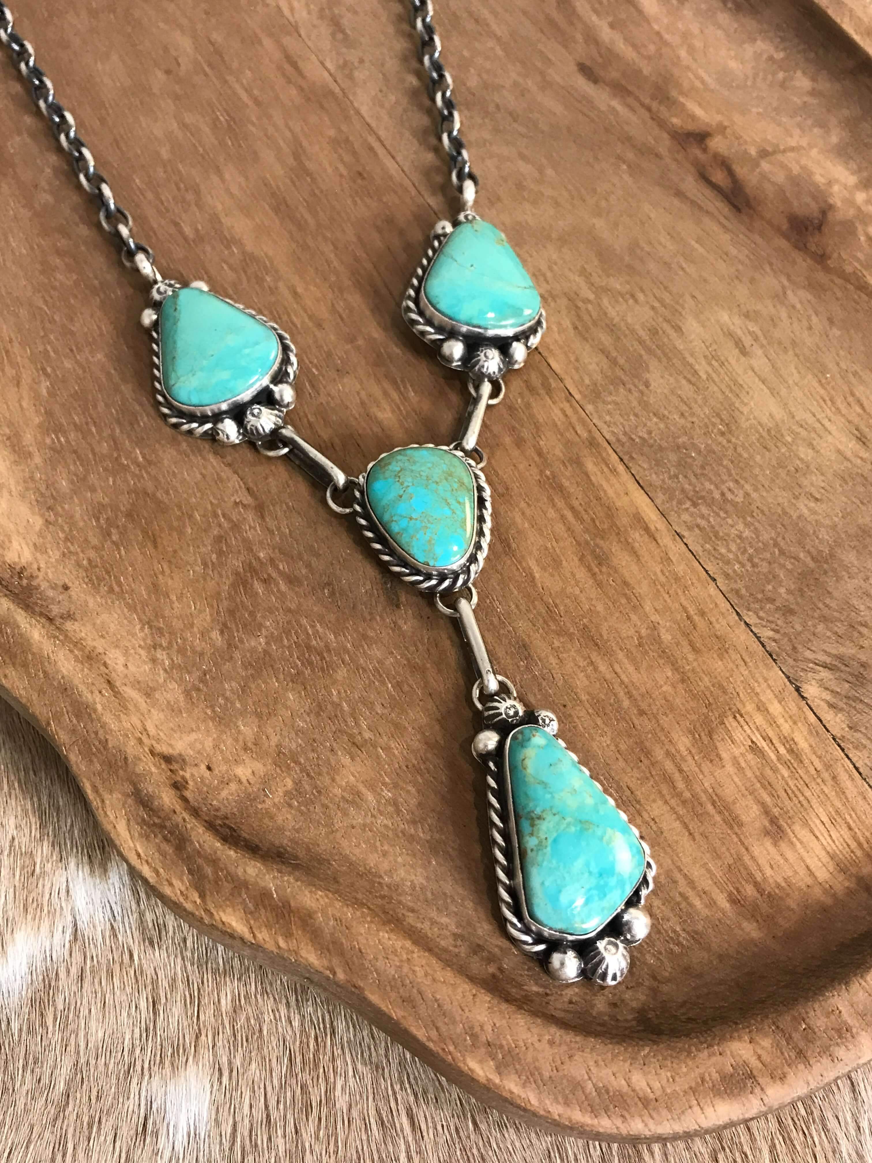 The Copeland Lariat Necklace Set, 29-Necklaces-Calli Co., Turquoise and Silver Jewelry, Native American Handmade, Zuni Tribe, Navajo Tribe, Brock Texas