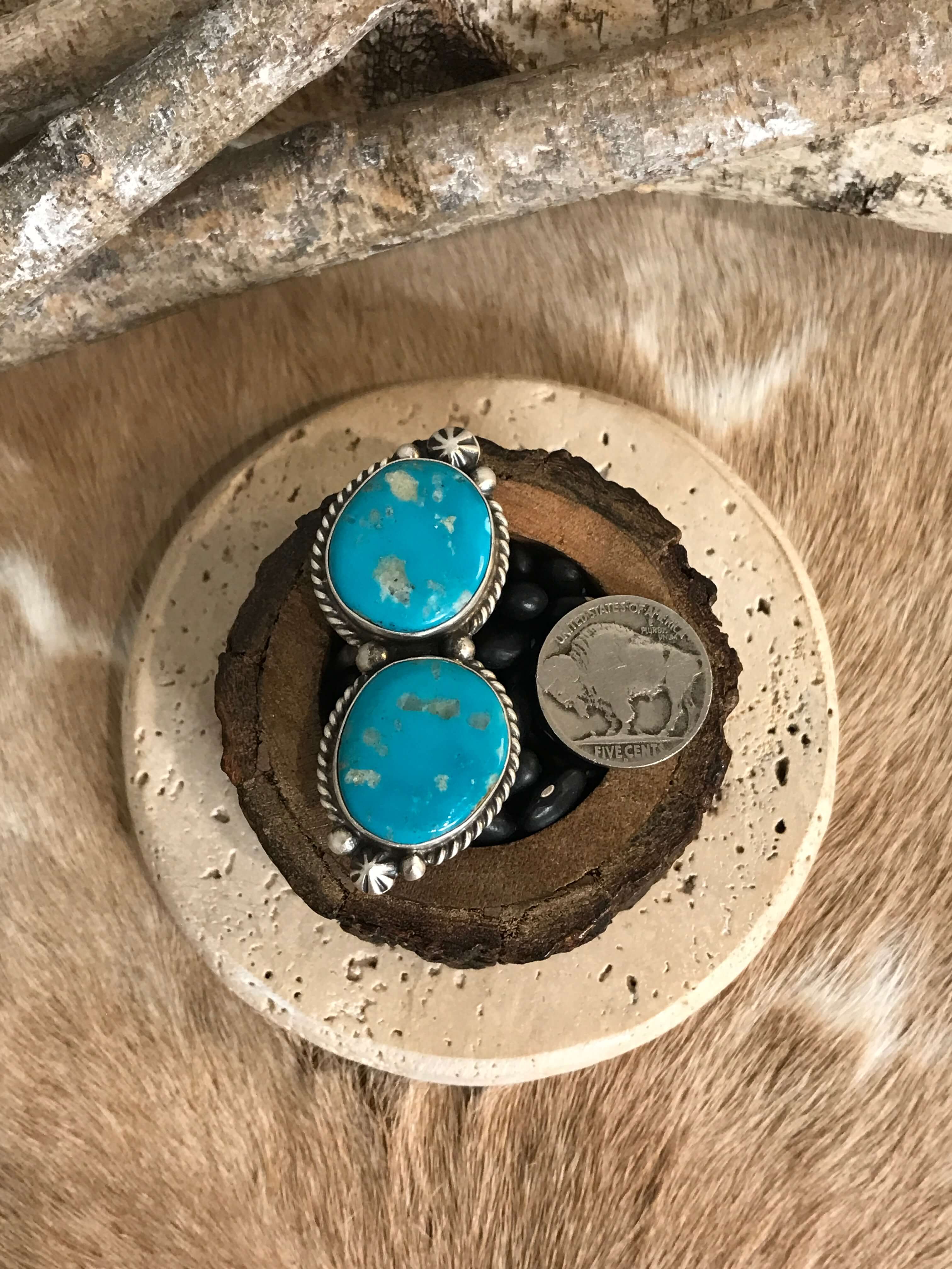 The Casa Loma Adjustable Ring, 2-Rings-Calli Co., Turquoise and Silver Jewelry, Native American Handmade, Zuni Tribe, Navajo Tribe, Brock Texas