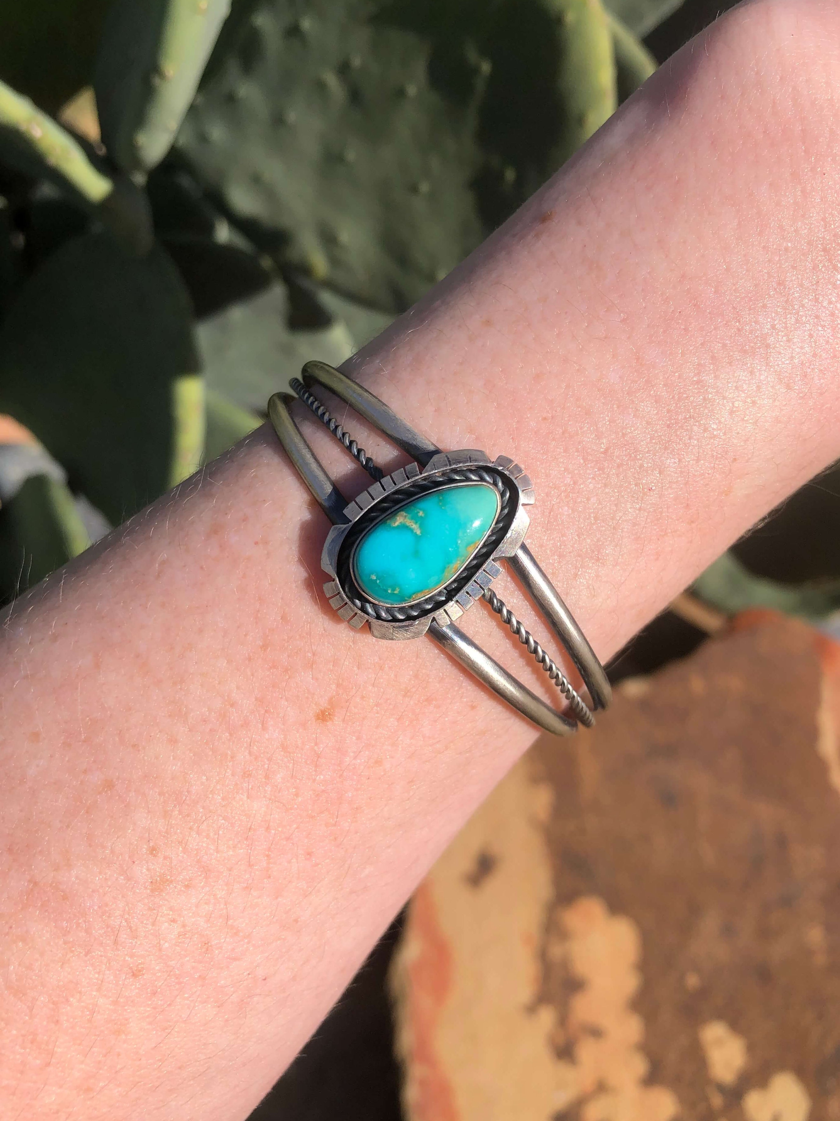 The Wynne Turquoise Cuff, 1-Bracelets & Cuffs-Calli Co., Turquoise and Silver Jewelry, Native American Handmade, Zuni Tribe, Navajo Tribe, Brock Texas