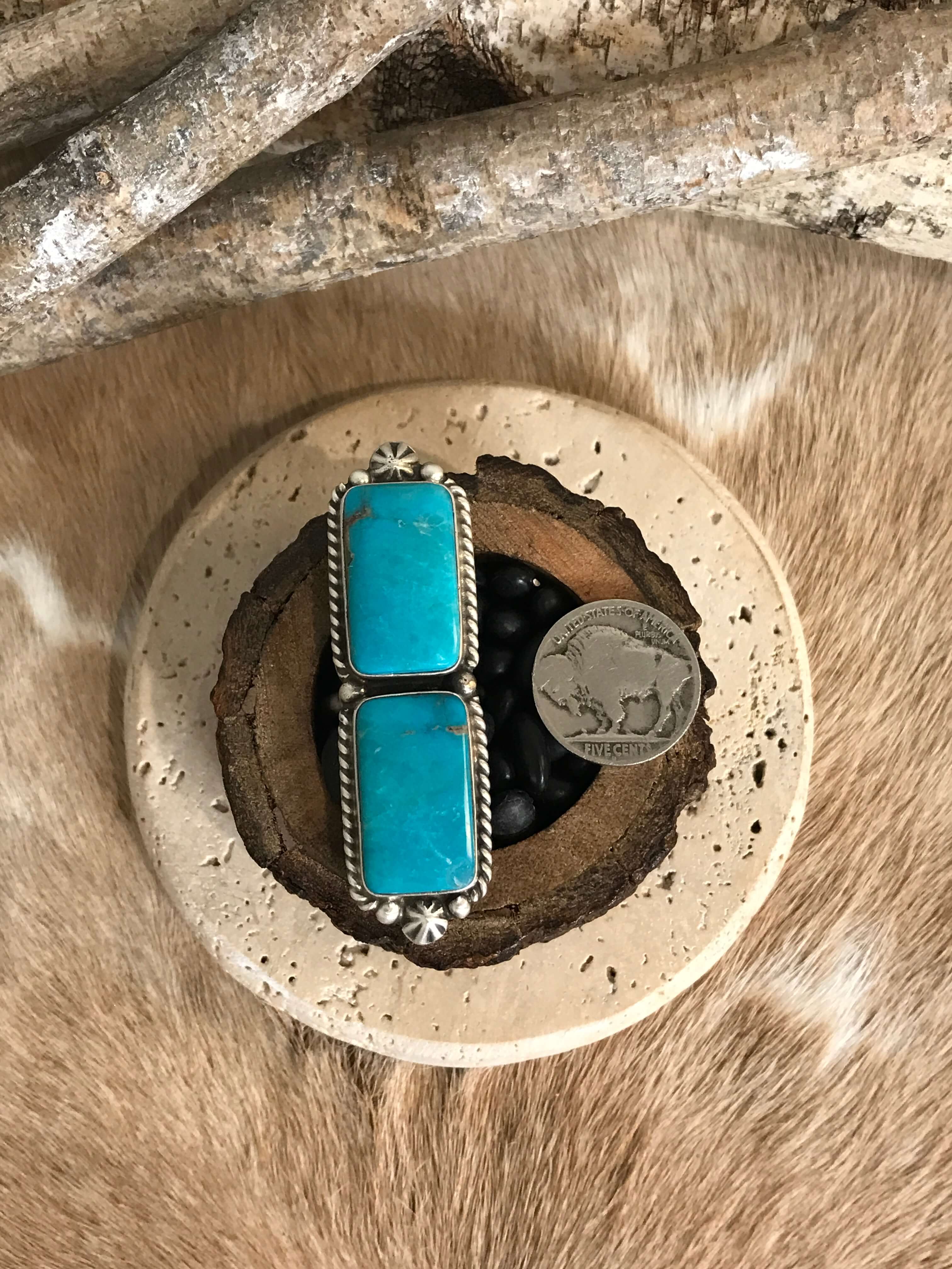 The Casa Loma Adjustable Ring, 4-Rings-Calli Co., Turquoise and Silver Jewelry, Native American Handmade, Zuni Tribe, Navajo Tribe, Brock Texas