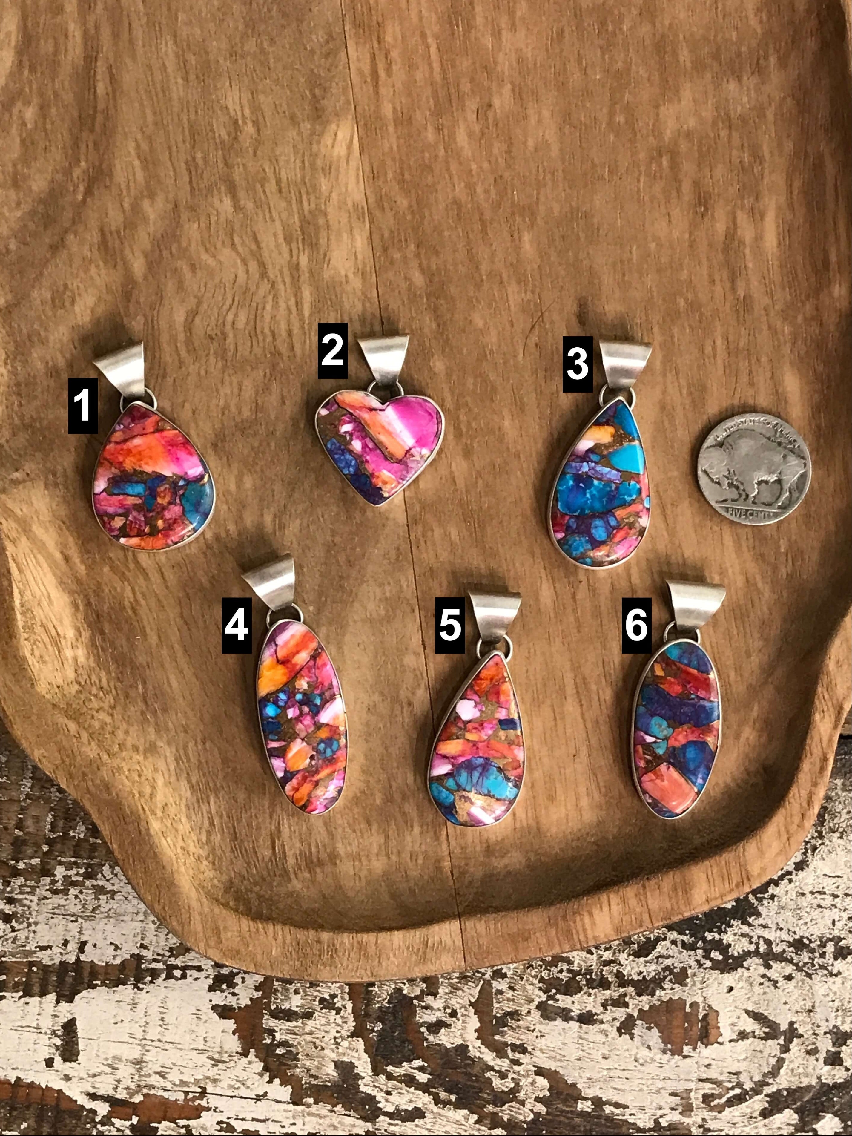 The Bellamy Dahlia Pendants-Pendants-Calli Co., Turquoise and Silver Jewelry, Native American Handmade, Zuni Tribe, Navajo Tribe, Brock Texas