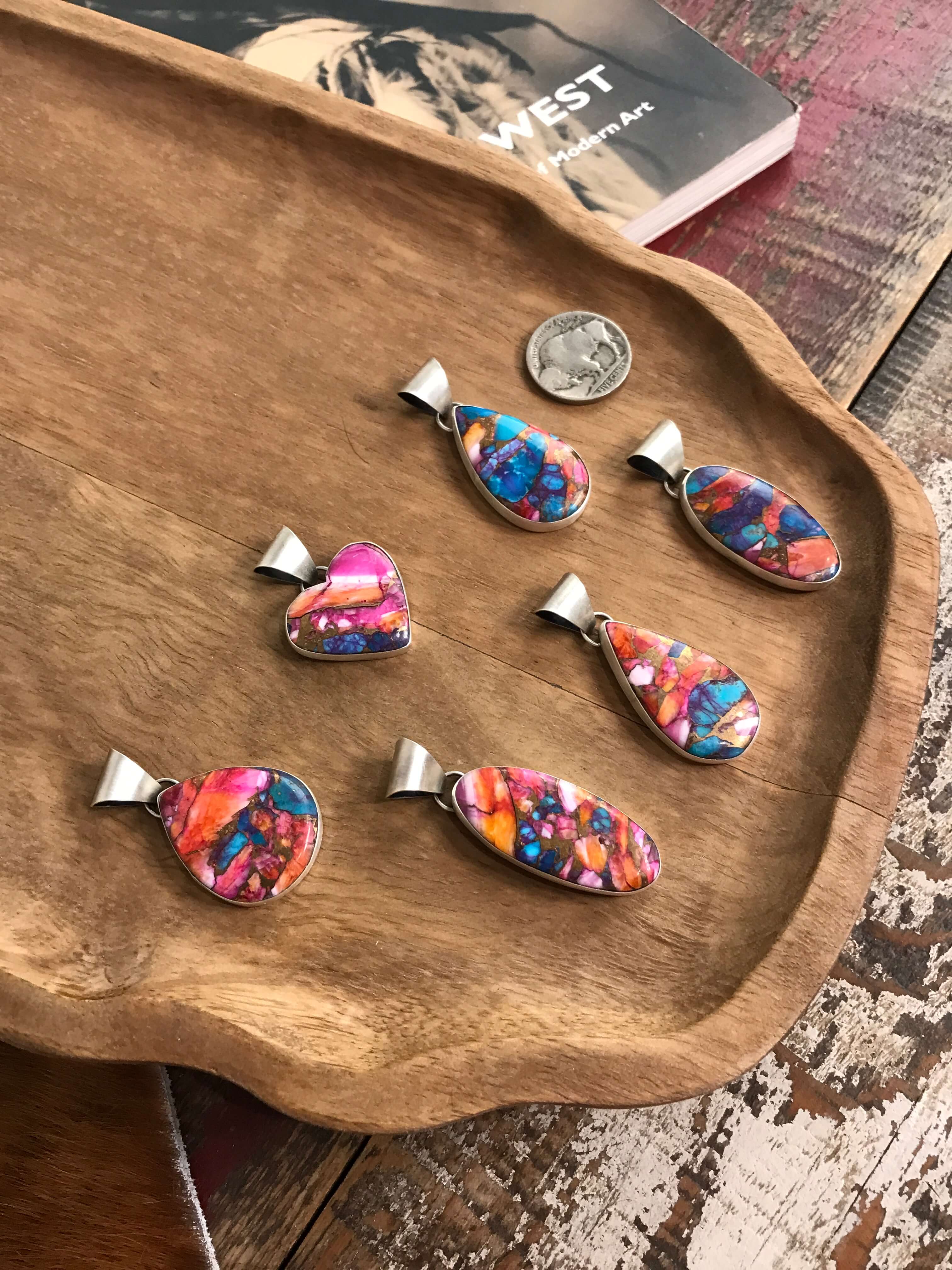 The Bellamy Dahlia Pendants-Pendants-Calli Co., Turquoise and Silver Jewelry, Native American Handmade, Zuni Tribe, Navajo Tribe, Brock Texas