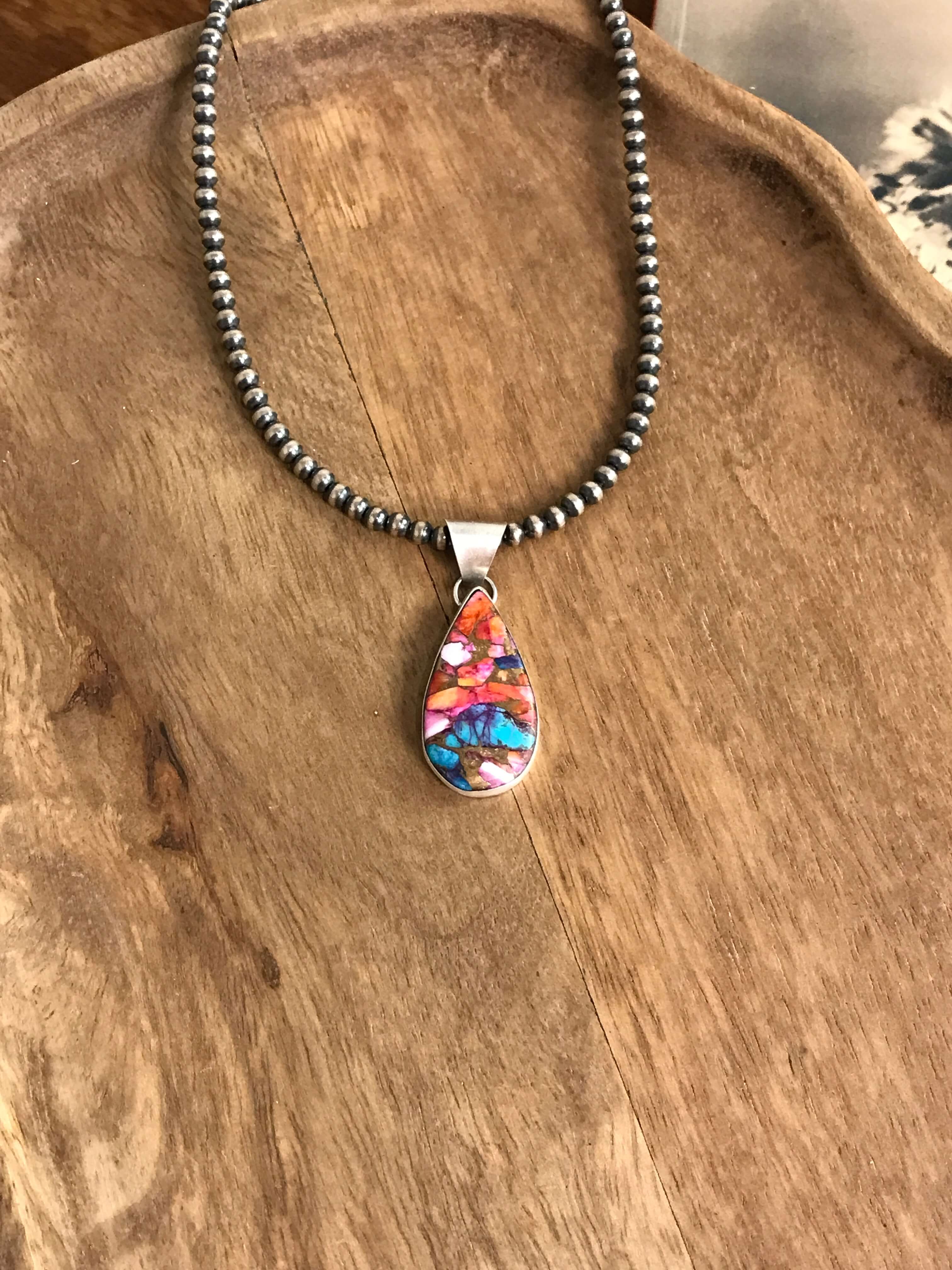 The Bellamy Dahlia Pendants-Pendants-Calli Co., Turquoise and Silver Jewelry, Native American Handmade, Zuni Tribe, Navajo Tribe, Brock Texas