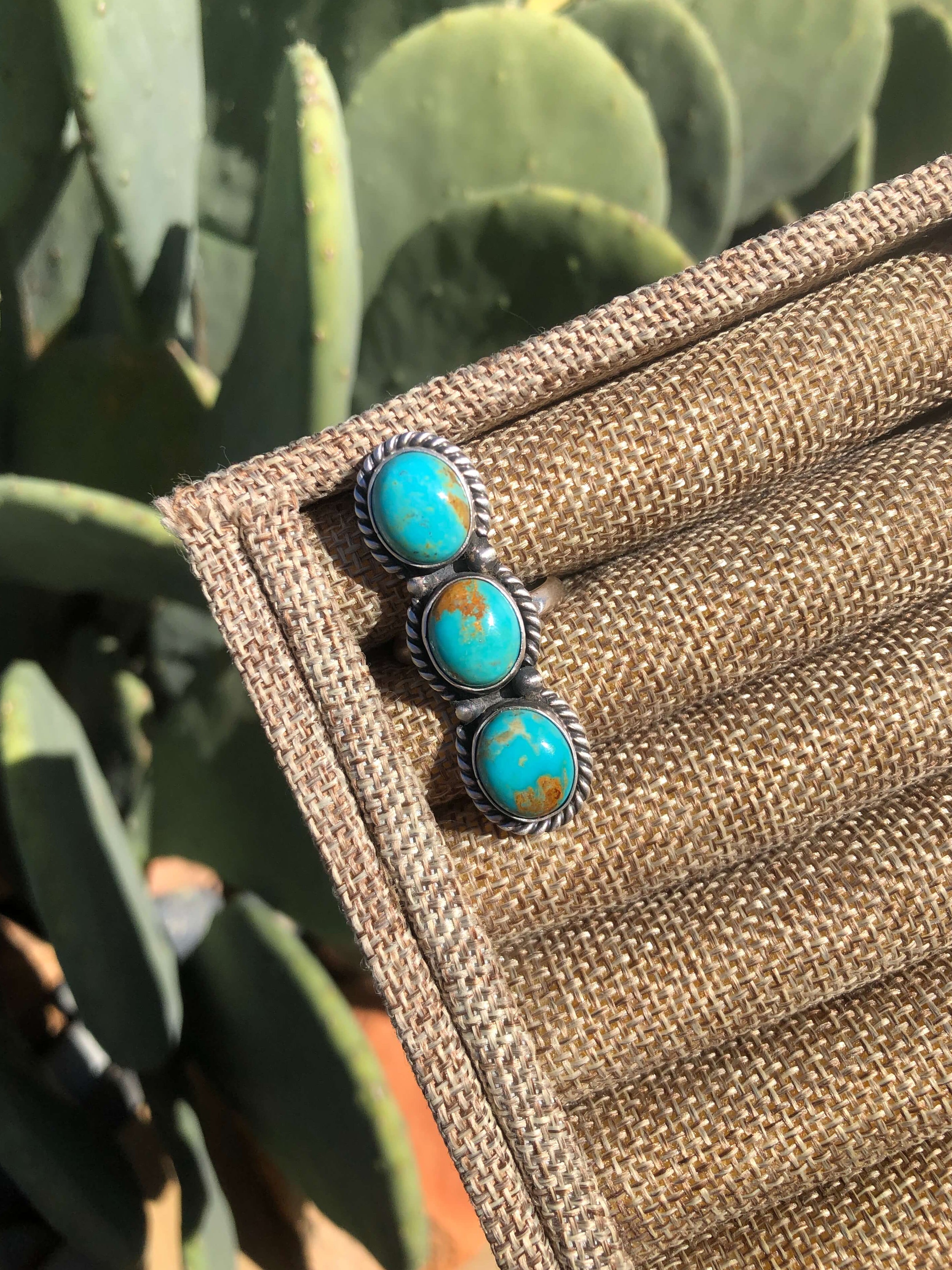 The 3 Stone Adjustable Ring, 1-Rings-Calli Co., Turquoise and Silver Jewelry, Native American Handmade, Zuni Tribe, Navajo Tribe, Brock Texas