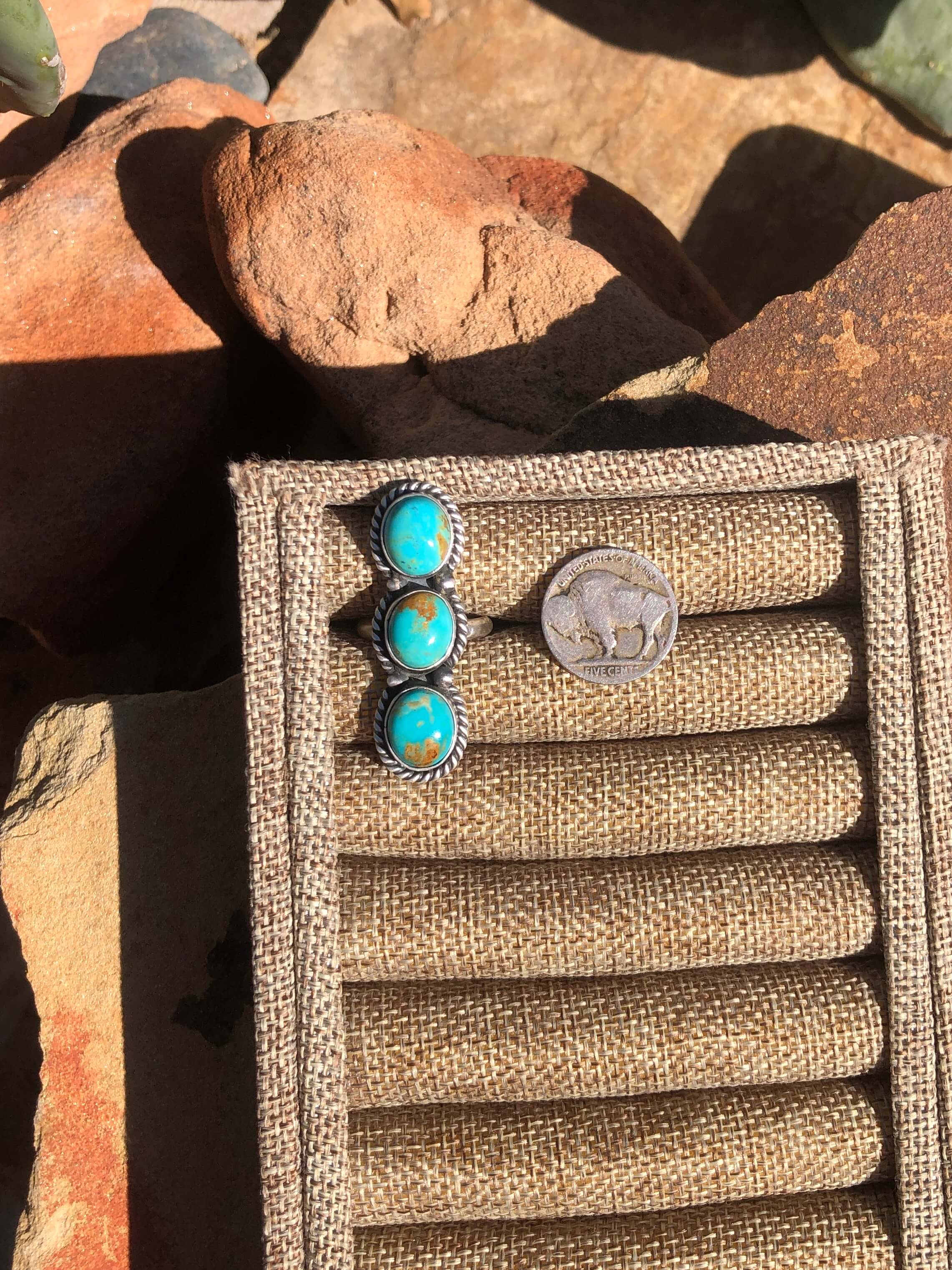 The 3 Stone Adjustable Ring, 1-Rings-Calli Co., Turquoise and Silver Jewelry, Native American Handmade, Zuni Tribe, Navajo Tribe, Brock Texas