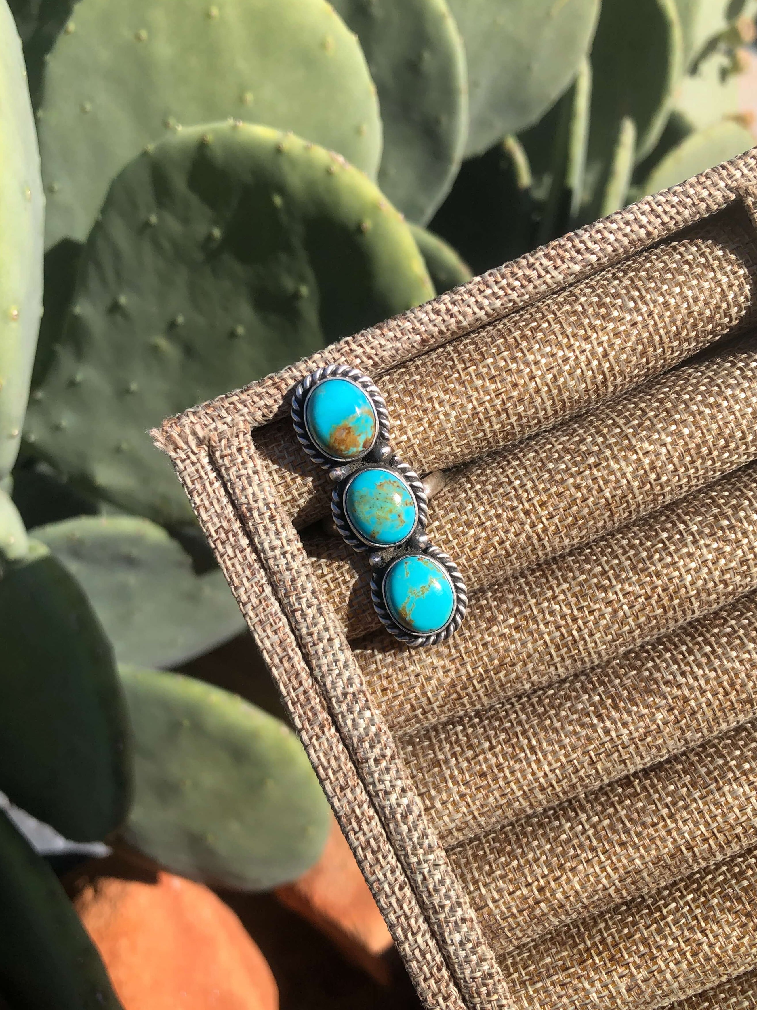 The 3 Stone Adjustable Ring, 2-Rings-Calli Co., Turquoise and Silver Jewelry, Native American Handmade, Zuni Tribe, Navajo Tribe, Brock Texas