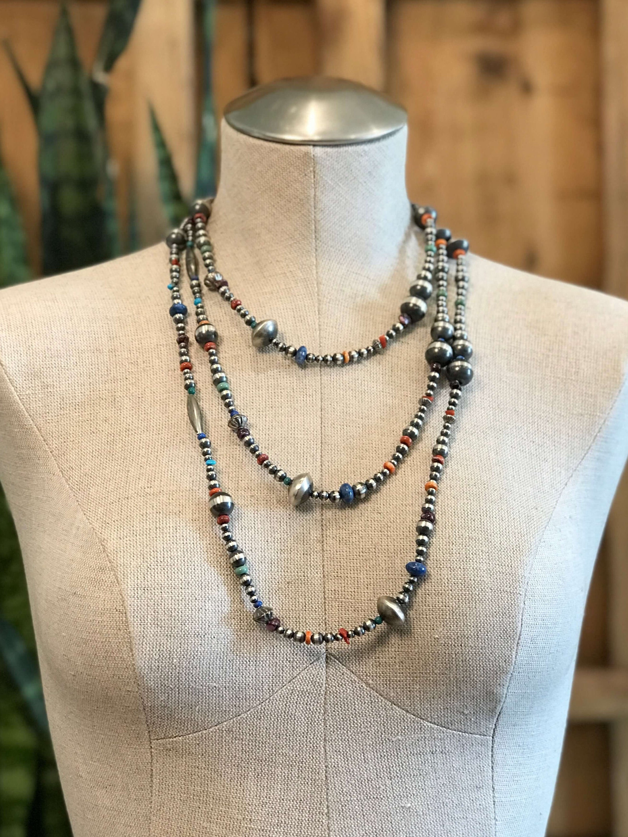 The Atlas Navajo Pearl Necklace-Necklaces-Calli Co., Turquoise and Silver Jewelry, Native American Handmade, Zuni Tribe, Navajo Tribe, Brock Texas