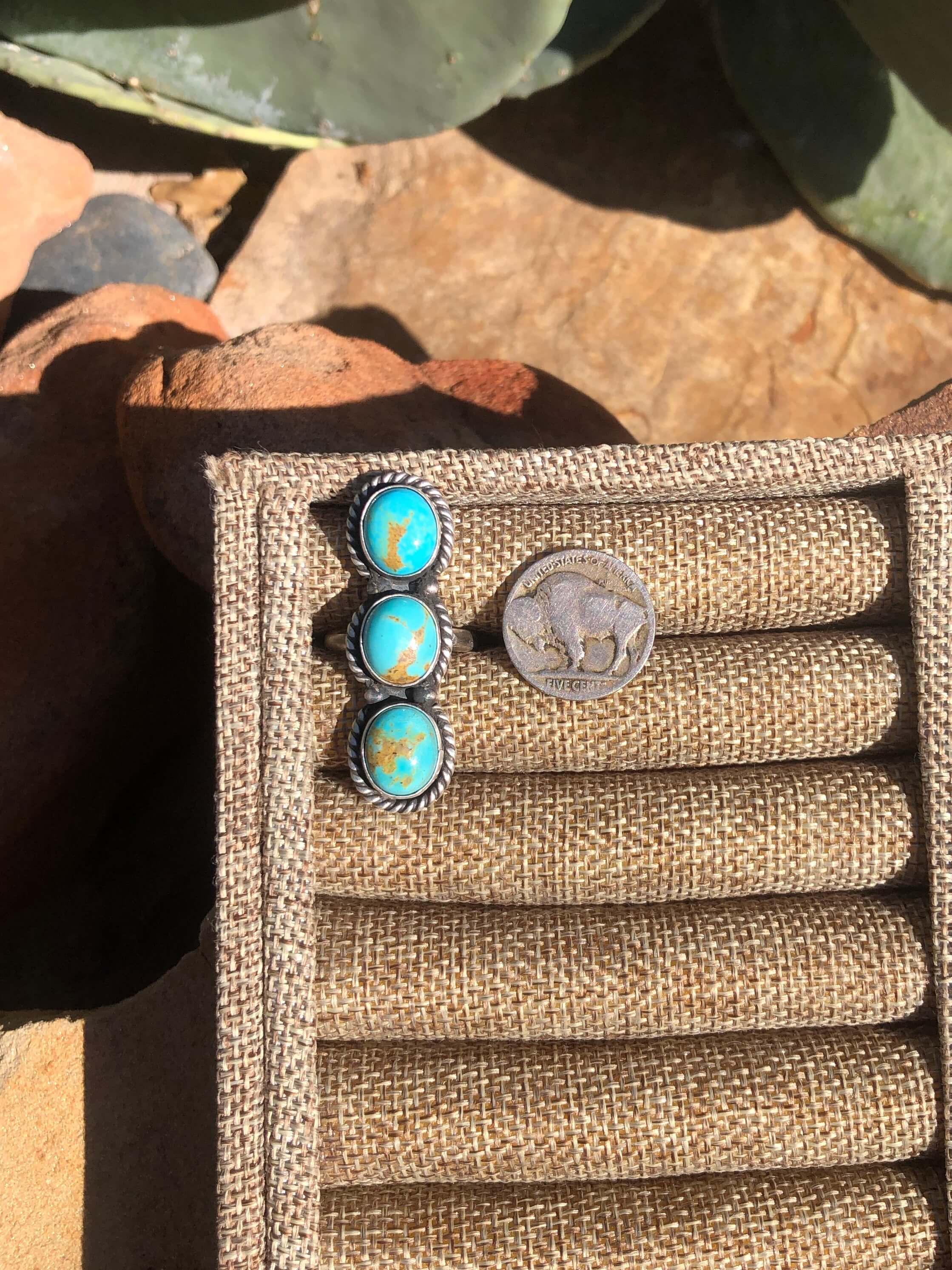 The 3 Stone Adjustable Ring, 3-Rings-Calli Co., Turquoise and Silver Jewelry, Native American Handmade, Zuni Tribe, Navajo Tribe, Brock Texas