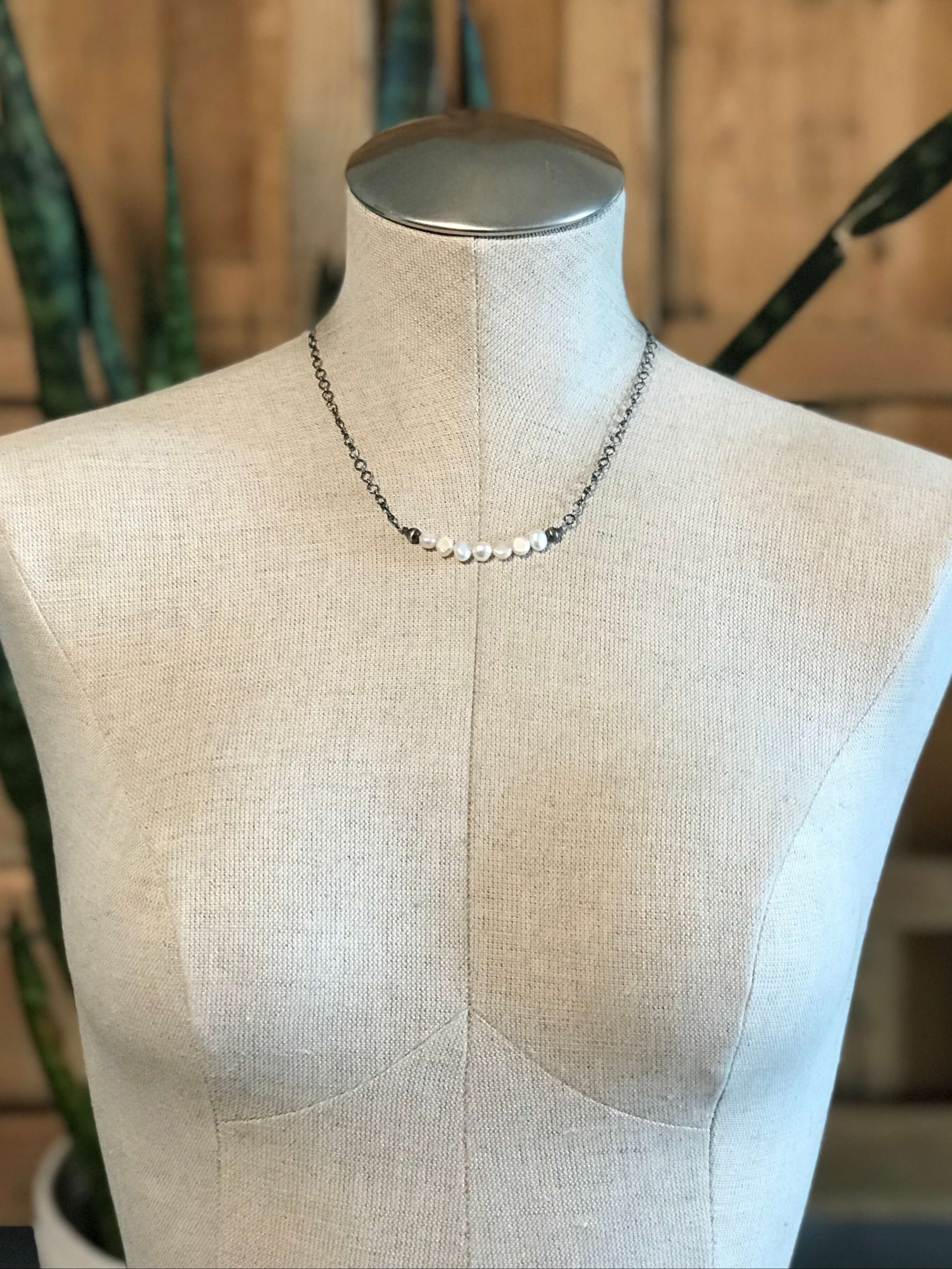 The Conroe Necklaces in Freshwater Pearl-Necklaces-Calli Co., Turquoise and Silver Jewelry, Native American Handmade, Zuni Tribe, Navajo Tribe, Brock Texas