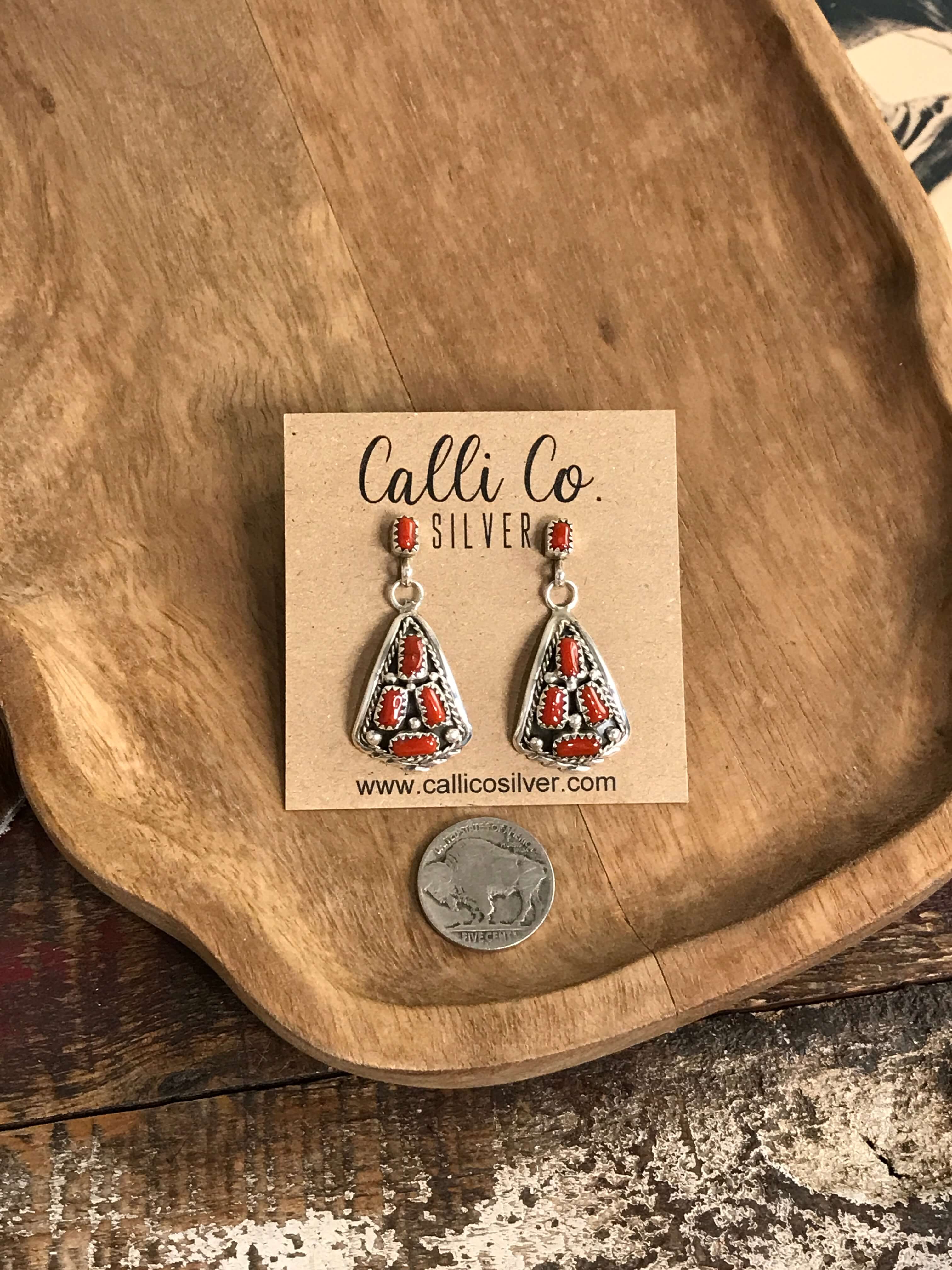 The Verona Earrings, 1-Earrings-Calli Co., Turquoise and Silver Jewelry, Native American Handmade, Zuni Tribe, Navajo Tribe, Brock Texas