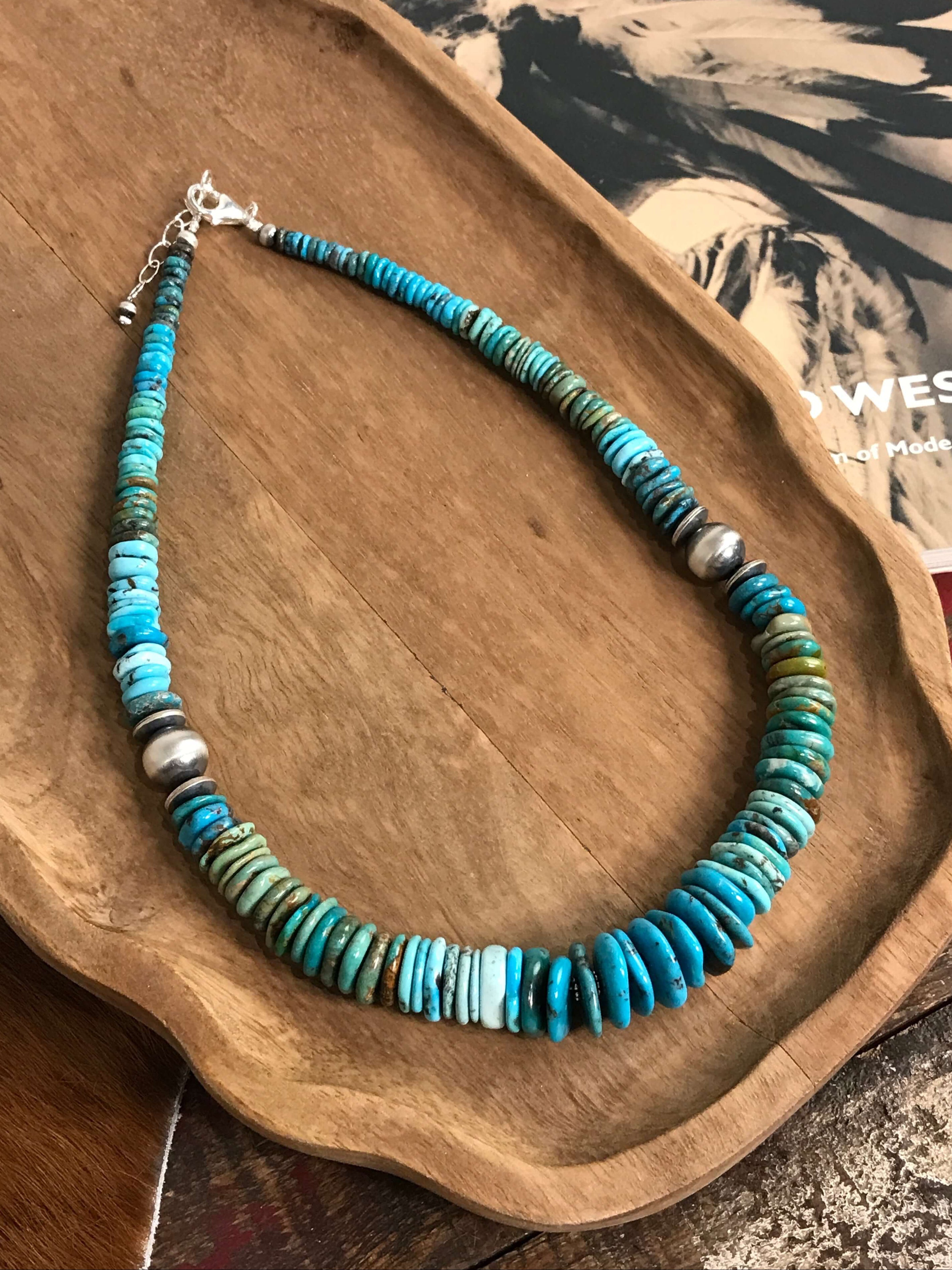 The Sury Stacked Necklace, 1-Necklaces-Calli Co., Turquoise and Silver Jewelry, Native American Handmade, Zuni Tribe, Navajo Tribe, Brock Texas