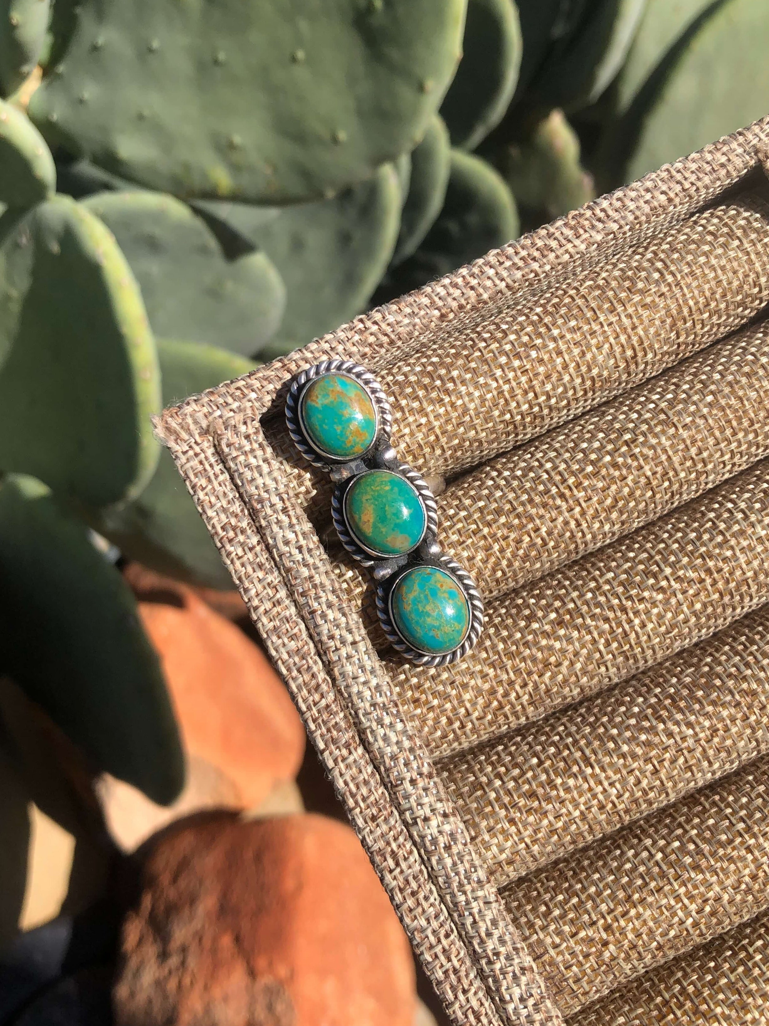 The 3 Stone Adjustable Ring, 4-Rings-Calli Co., Turquoise and Silver Jewelry, Native American Handmade, Zuni Tribe, Navajo Tribe, Brock Texas