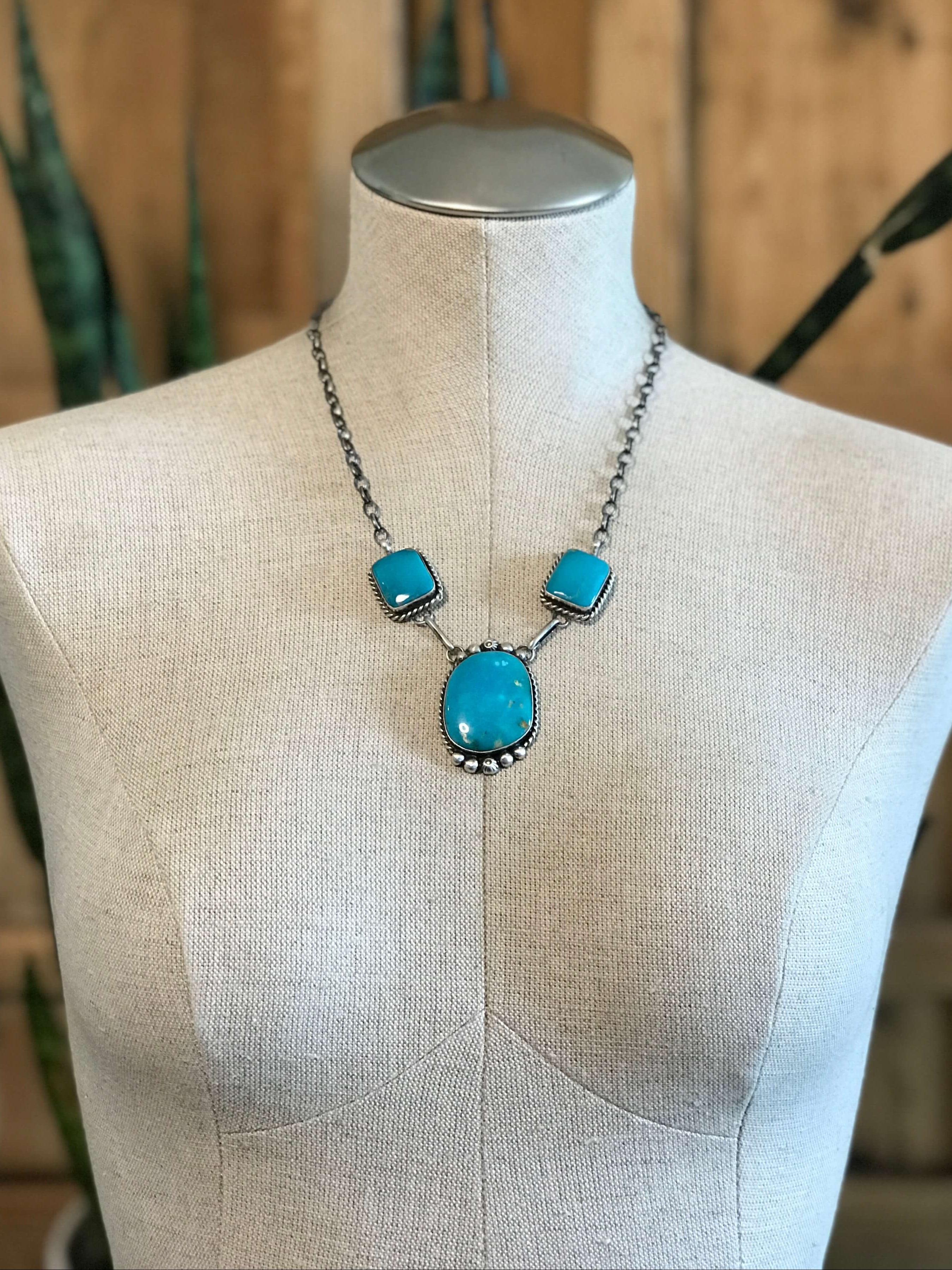 The Bristow Statement Necklace, 2-Necklaces-Calli Co., Turquoise and Silver Jewelry, Native American Handmade, Zuni Tribe, Navajo Tribe, Brock Texas