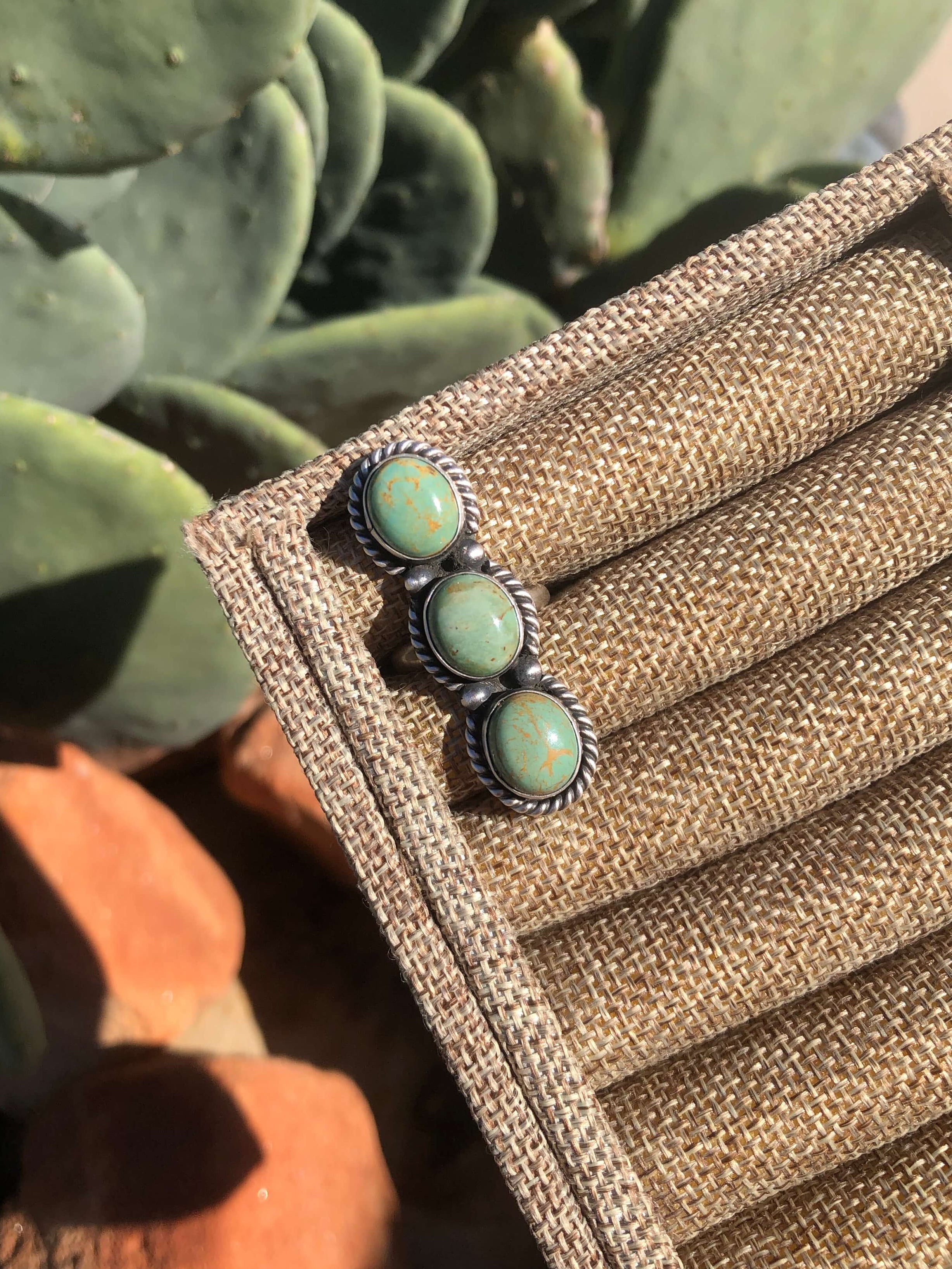 The 3 Stone Adjustable Ring, 7-Rings-Calli Co., Turquoise and Silver Jewelry, Native American Handmade, Zuni Tribe, Navajo Tribe, Brock Texas