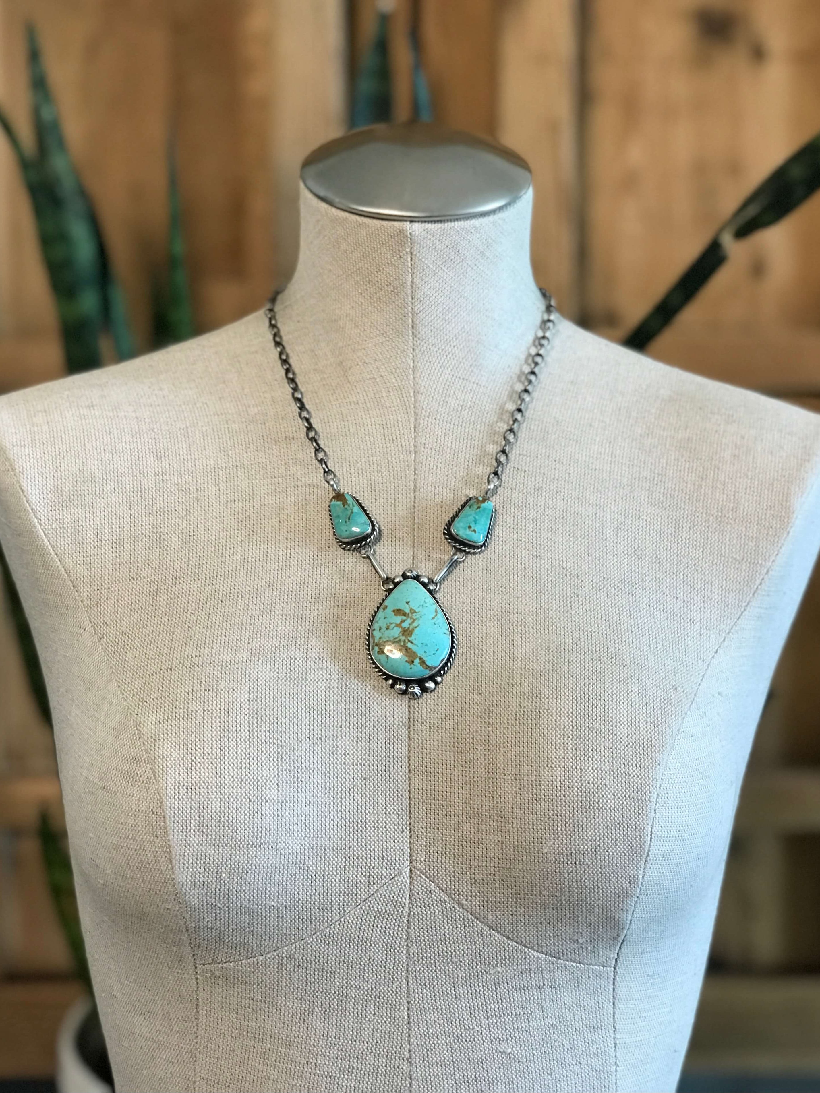 The Bristow Statement Necklace, 13-Necklaces-Calli Co., Turquoise and Silver Jewelry, Native American Handmade, Zuni Tribe, Navajo Tribe, Brock Texas