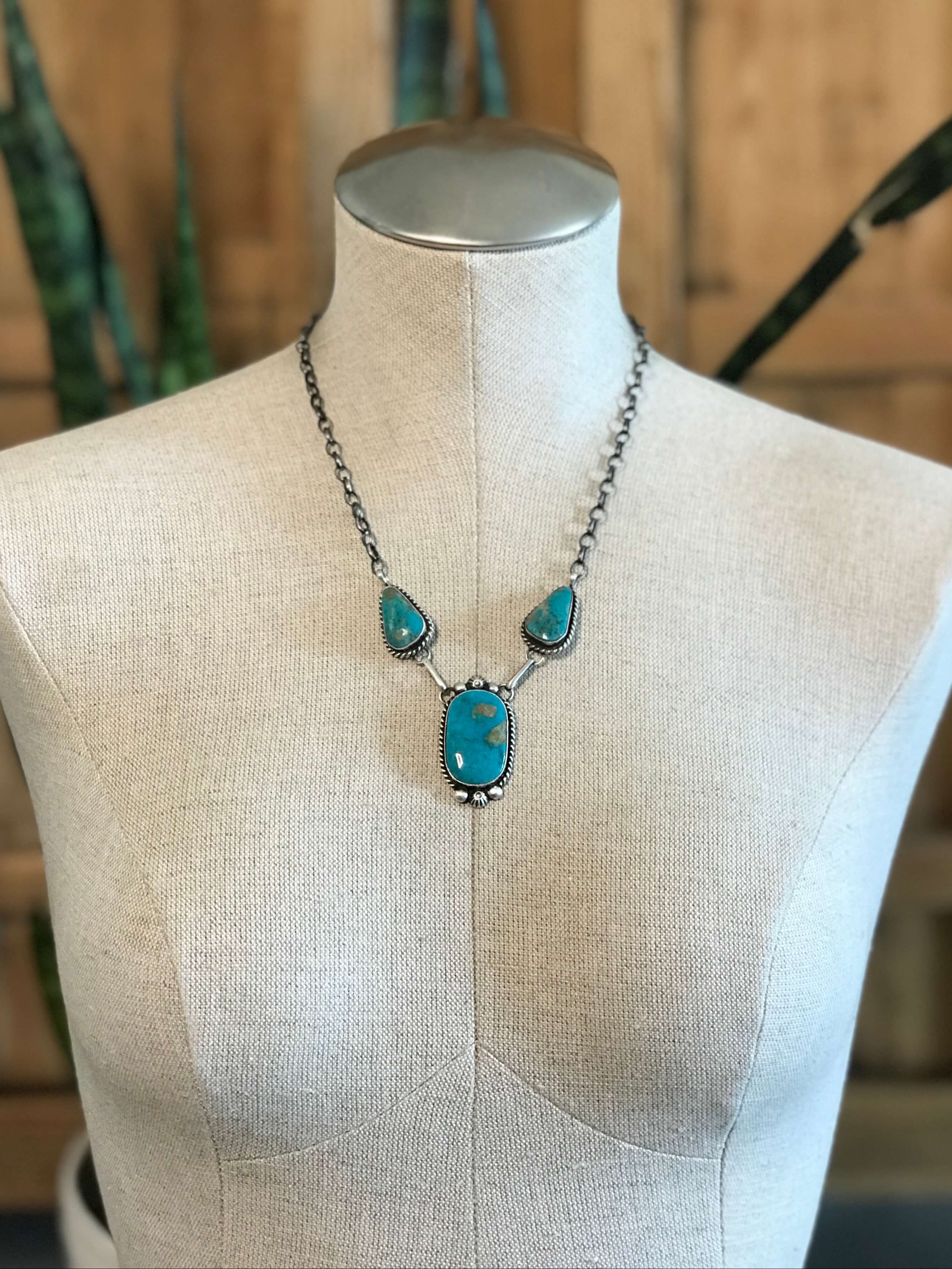 The Bristow Statement Necklace, 15-Necklaces-Calli Co., Turquoise and Silver Jewelry, Native American Handmade, Zuni Tribe, Navajo Tribe, Brock Texas