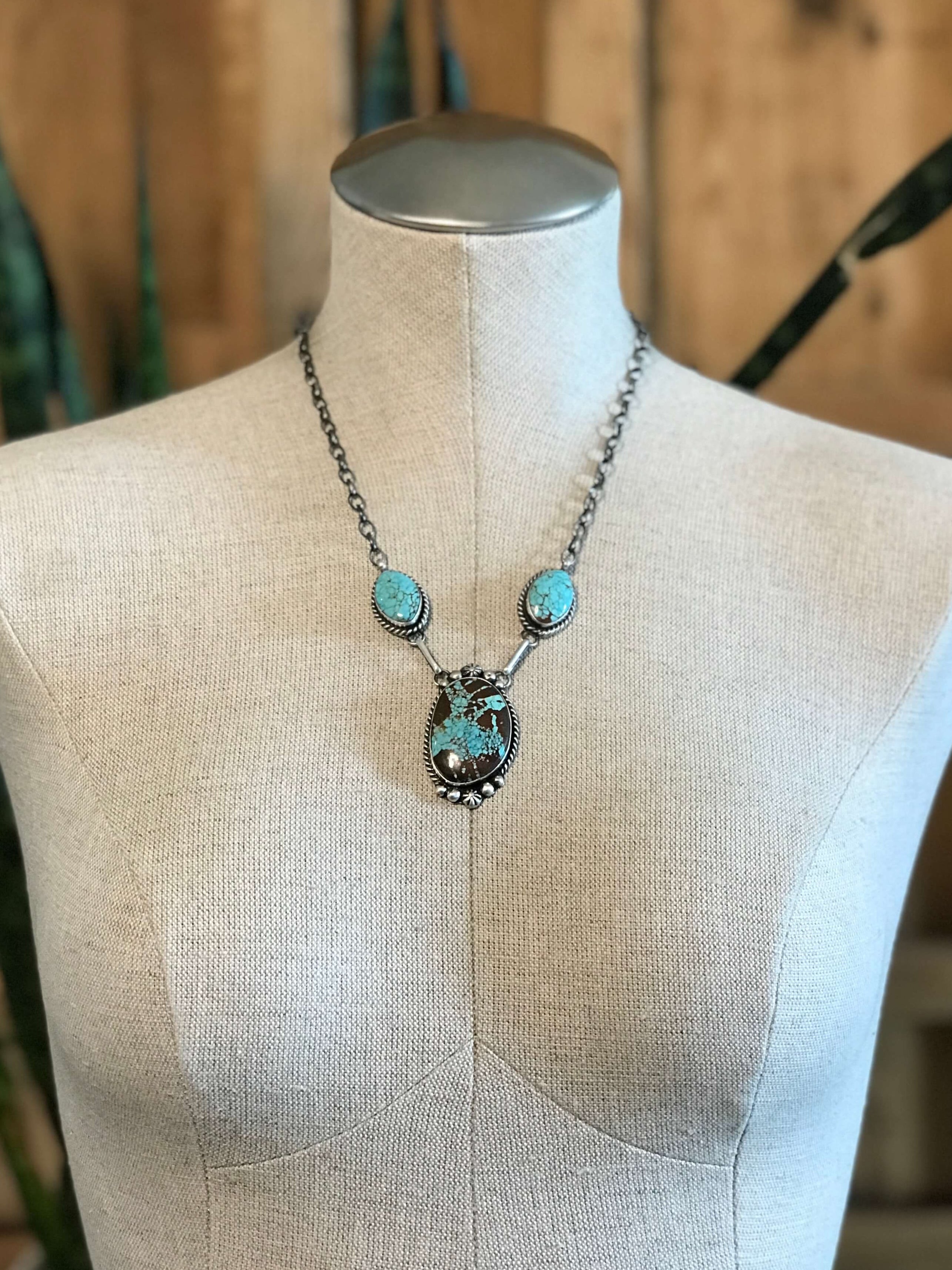 The Bristow Statement Necklace, 22-Necklaces-Calli Co., Turquoise and Silver Jewelry, Native American Handmade, Zuni Tribe, Navajo Tribe, Brock Texas