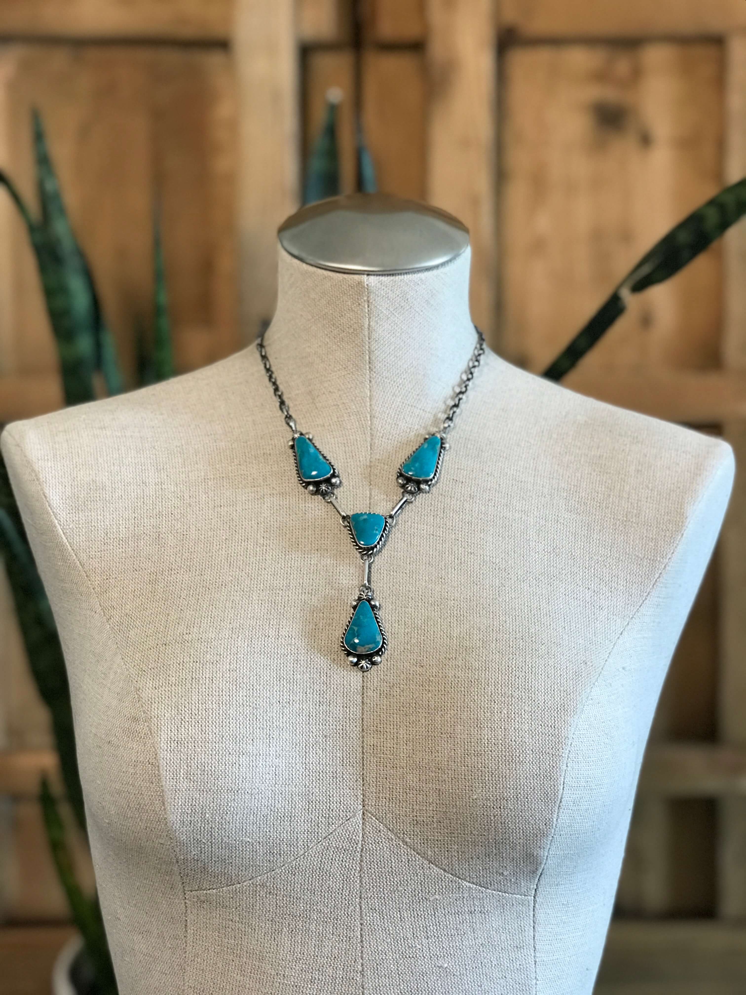 The Copeland Lariat Necklace Set, 22-Necklaces-Calli Co., Turquoise and Silver Jewelry, Native American Handmade, Zuni Tribe, Navajo Tribe, Brock Texas