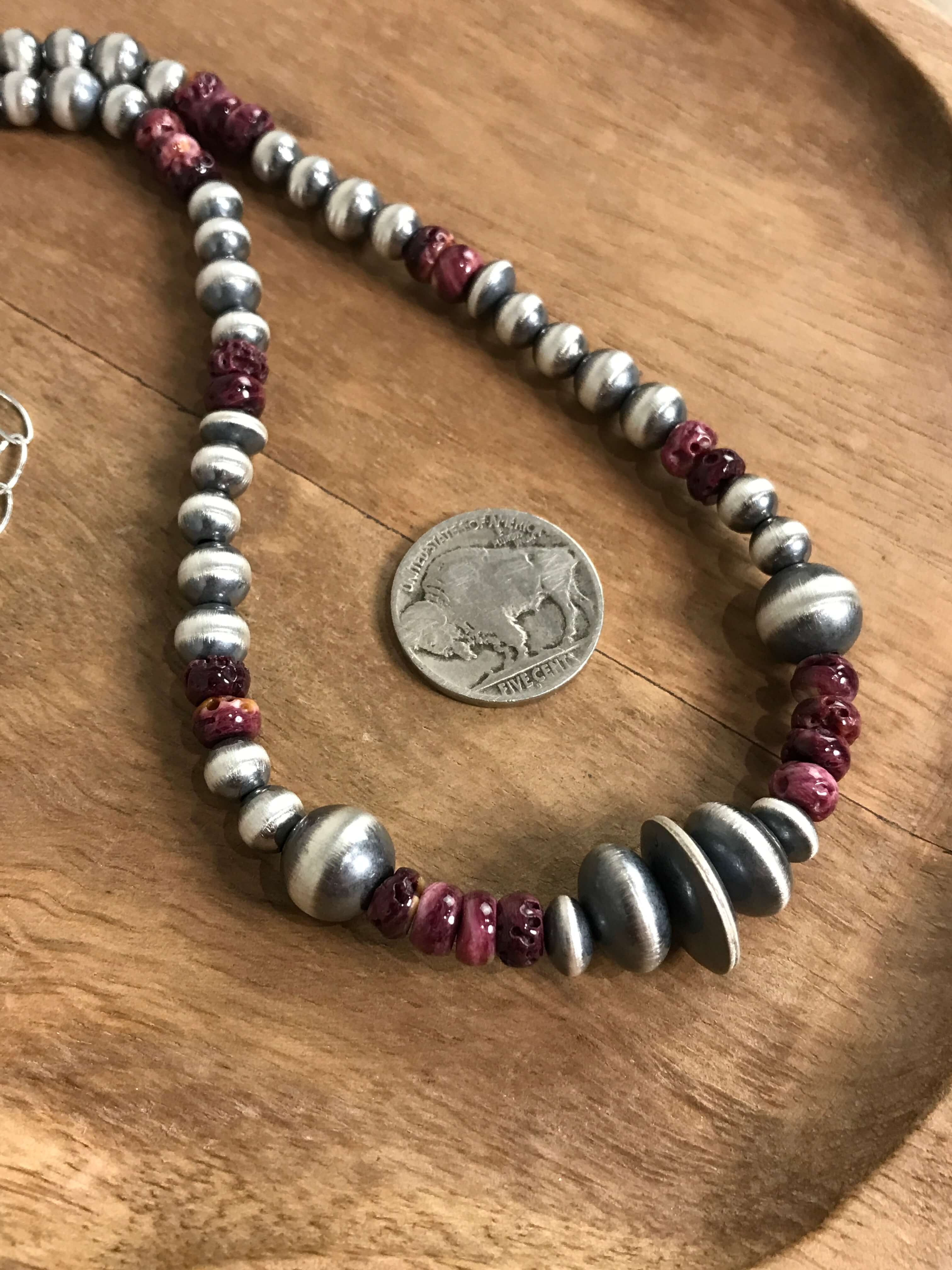 The Bastian Necklace in Purple Spiny-Necklaces-Calli Co., Turquoise and Silver Jewelry, Native American Handmade, Zuni Tribe, Navajo Tribe, Brock Texas