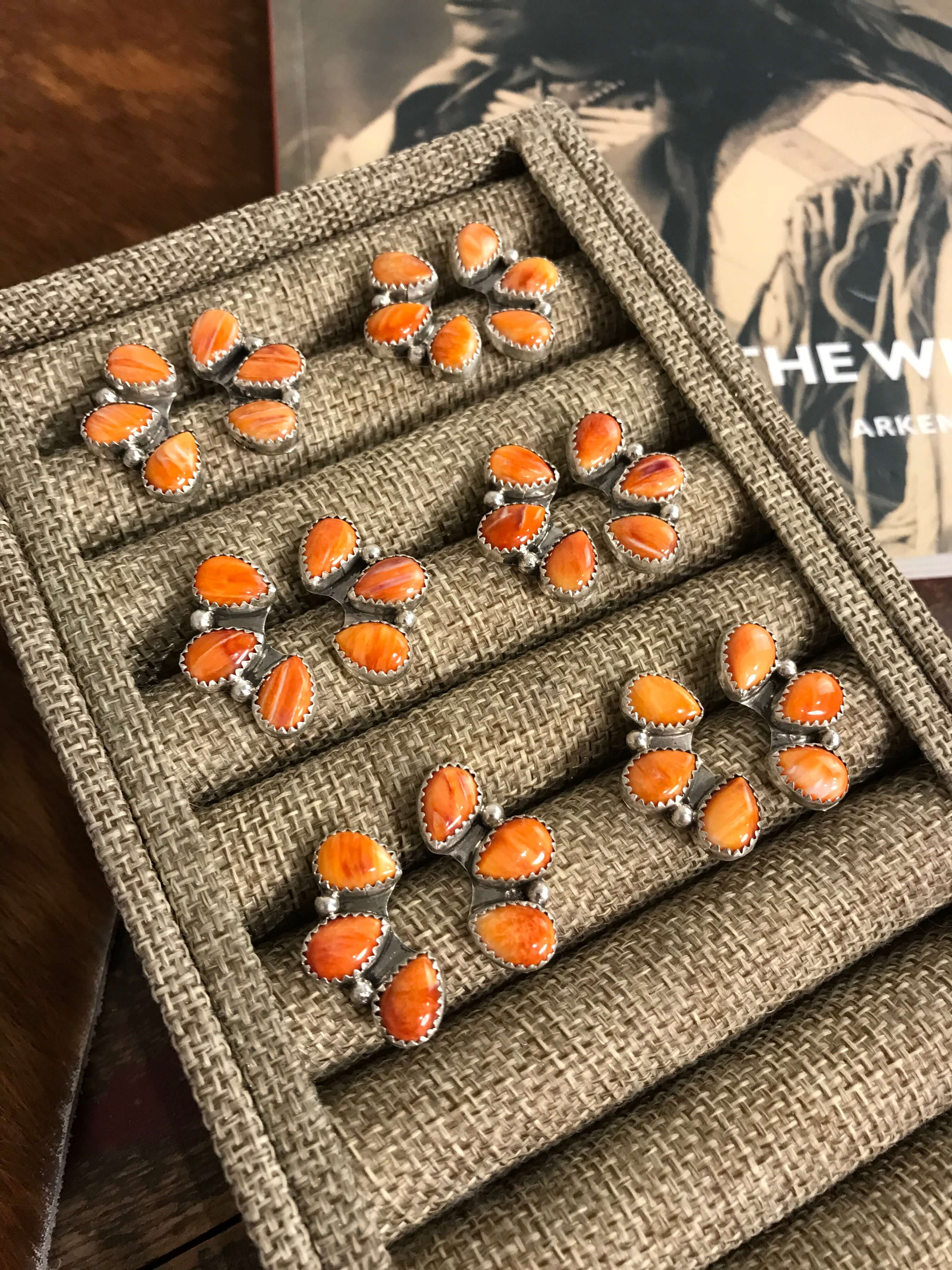 The Hoopoe Spiny Earrings-Earrings-Calli Co., Turquoise and Silver Jewelry, Native American Handmade, Zuni Tribe, Navajo Tribe, Brock Texas