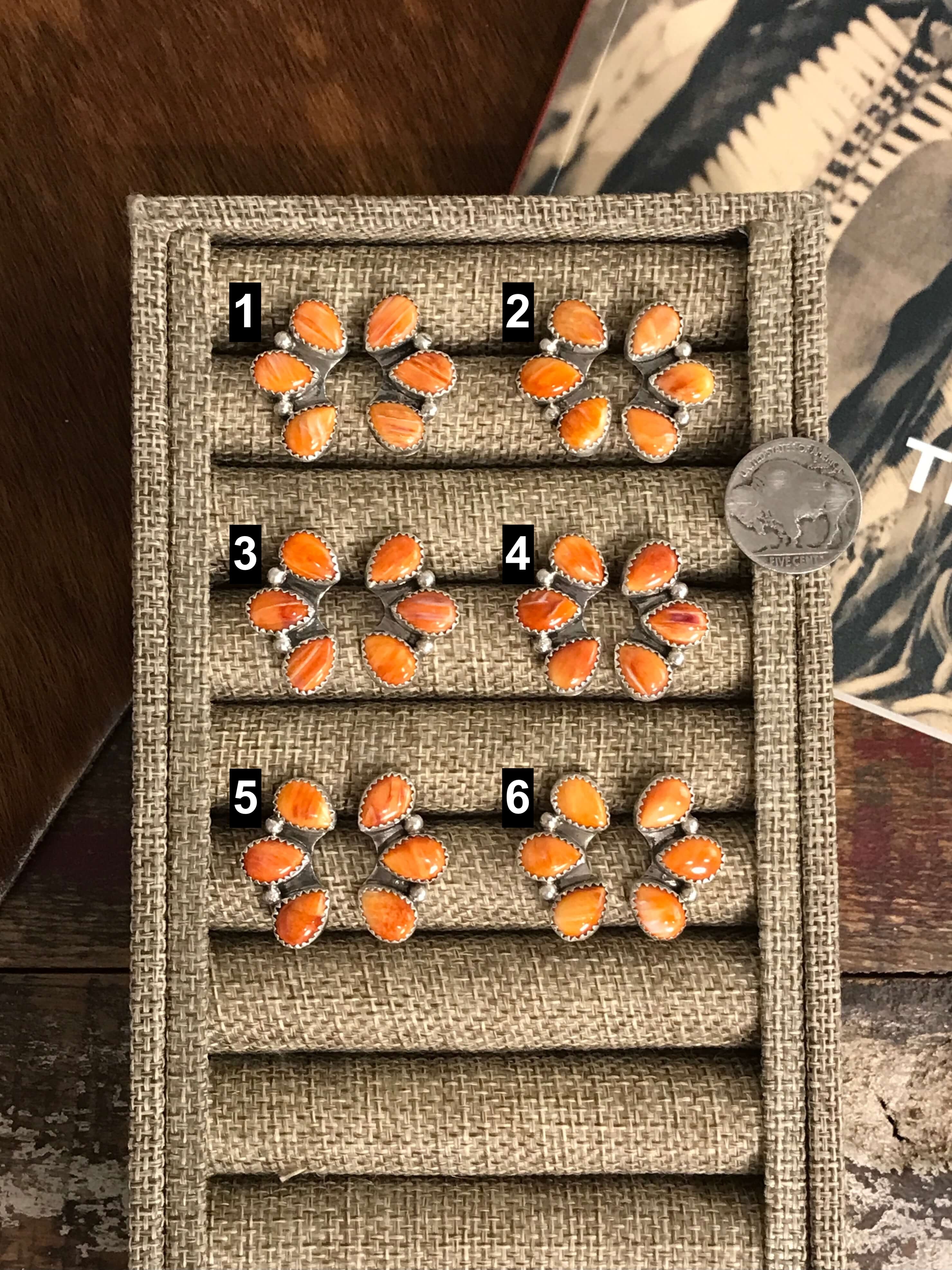 The Hoopoe Spiny Earrings-Earrings-Calli Co., Turquoise and Silver Jewelry, Native American Handmade, Zuni Tribe, Navajo Tribe, Brock Texas